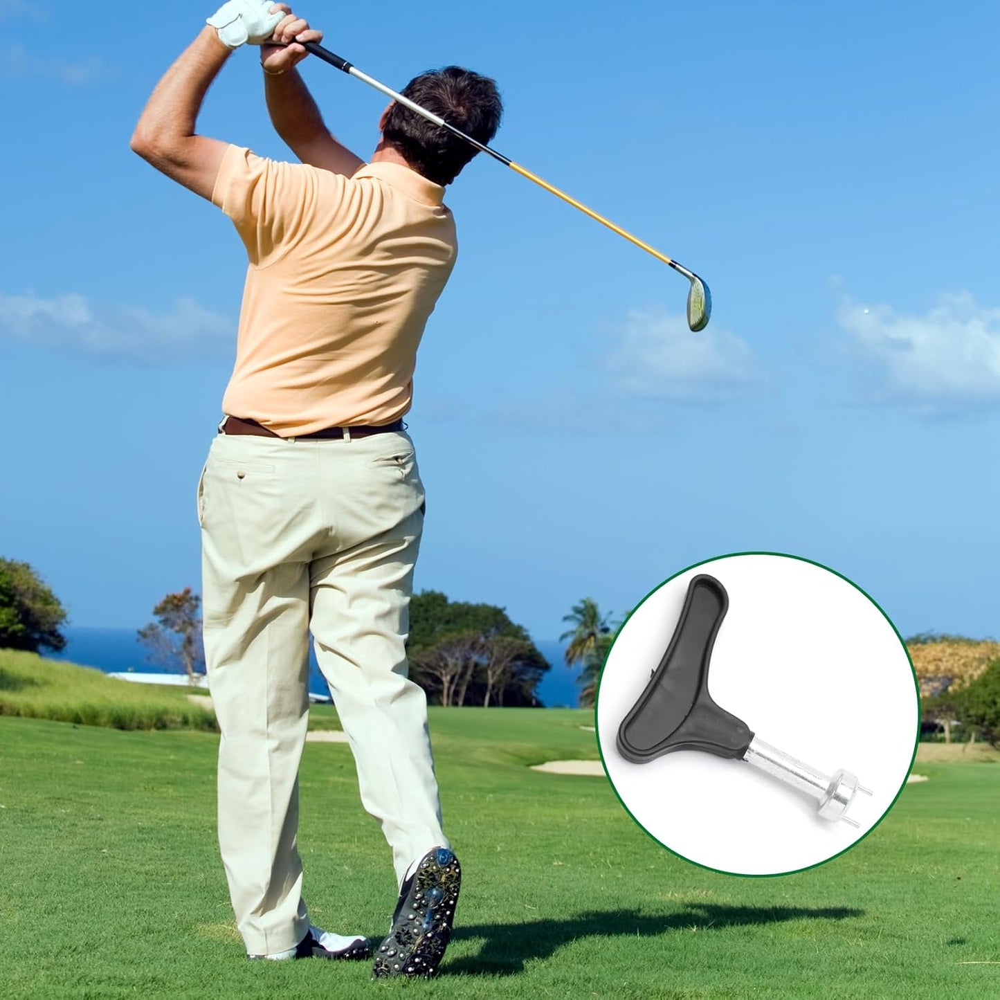 Biaungdo Golf Spike Tool for Spike Shoes, Black Golf Shoe Spike Wrench, Zinc Alloy Golf Spike Removal Tool