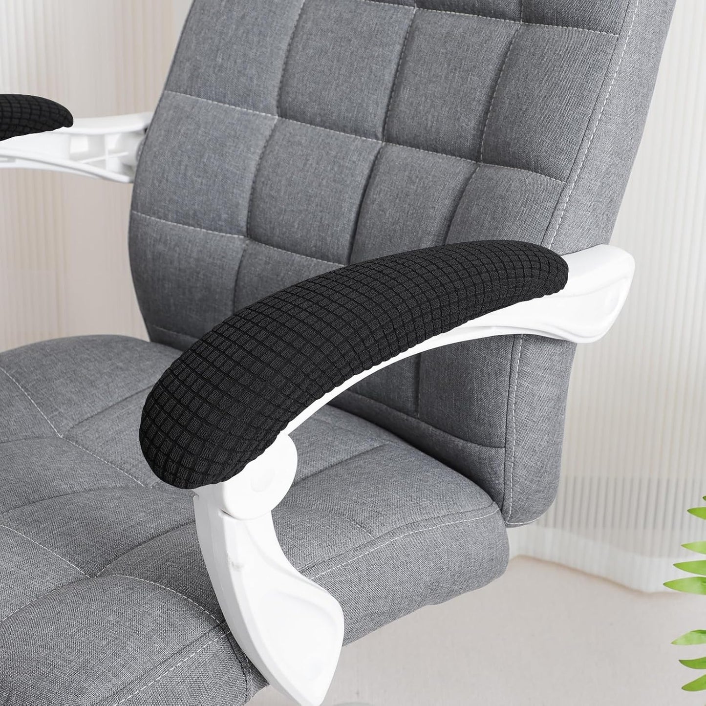 FORCHEER Office Chair Armrest Covers Stretchable Water Resistant Jacquard Elastic Band Short Computer Chair Arm Covers for Desk Chairs 8-13inch Washable 2 Pieces-Black
