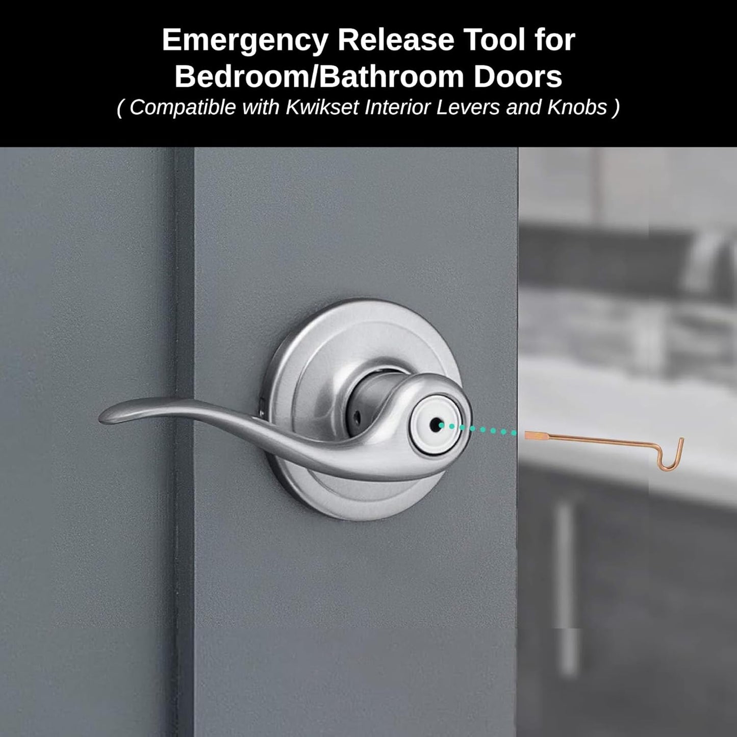 Bedroom/Bathroom Door Steel Emergency Key Pins Compatible with Kwikset Interior Levers and Knobs (10), Gold Color