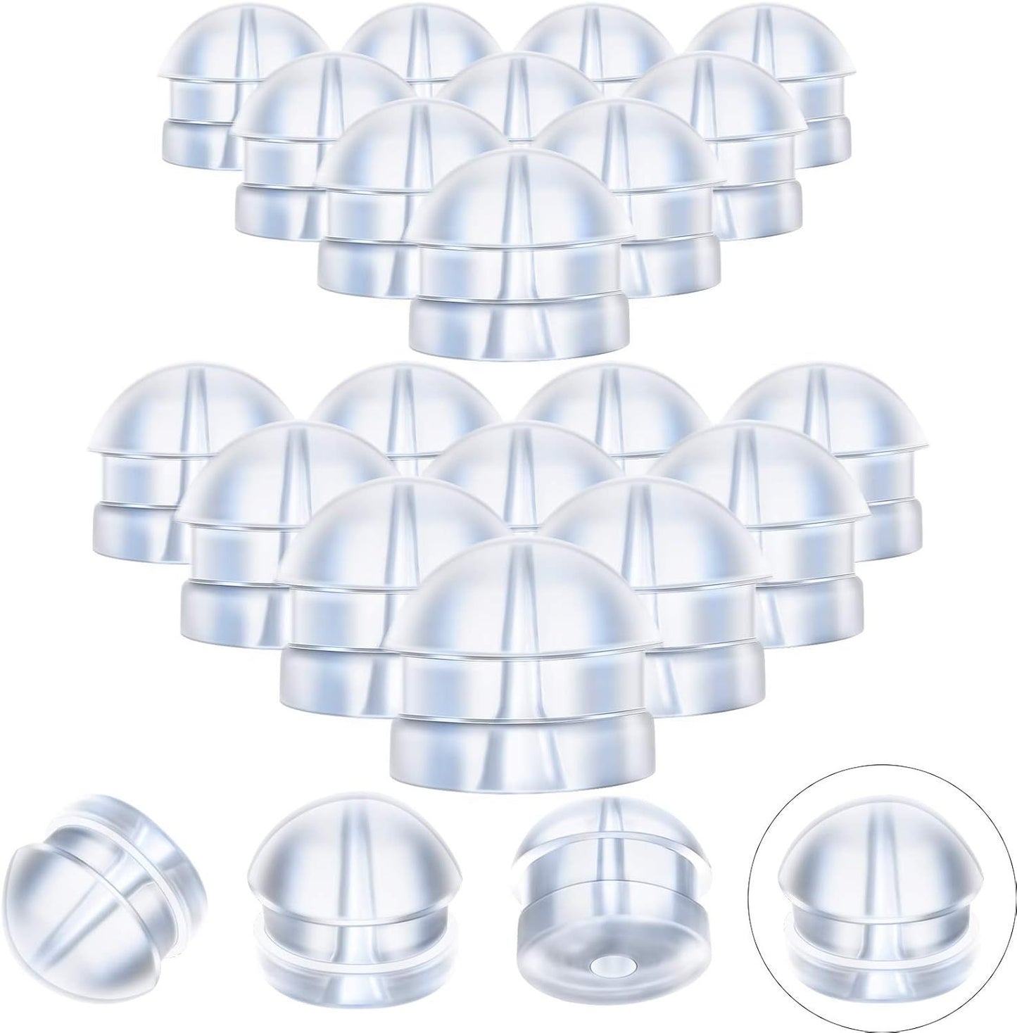 100 Pieces Clear Earring Backs Hamburger Shaped Saety Backs Secure Locking Silicone Earring Backs Stopper or Jewelry Accessories Supplies, 2 Sizes