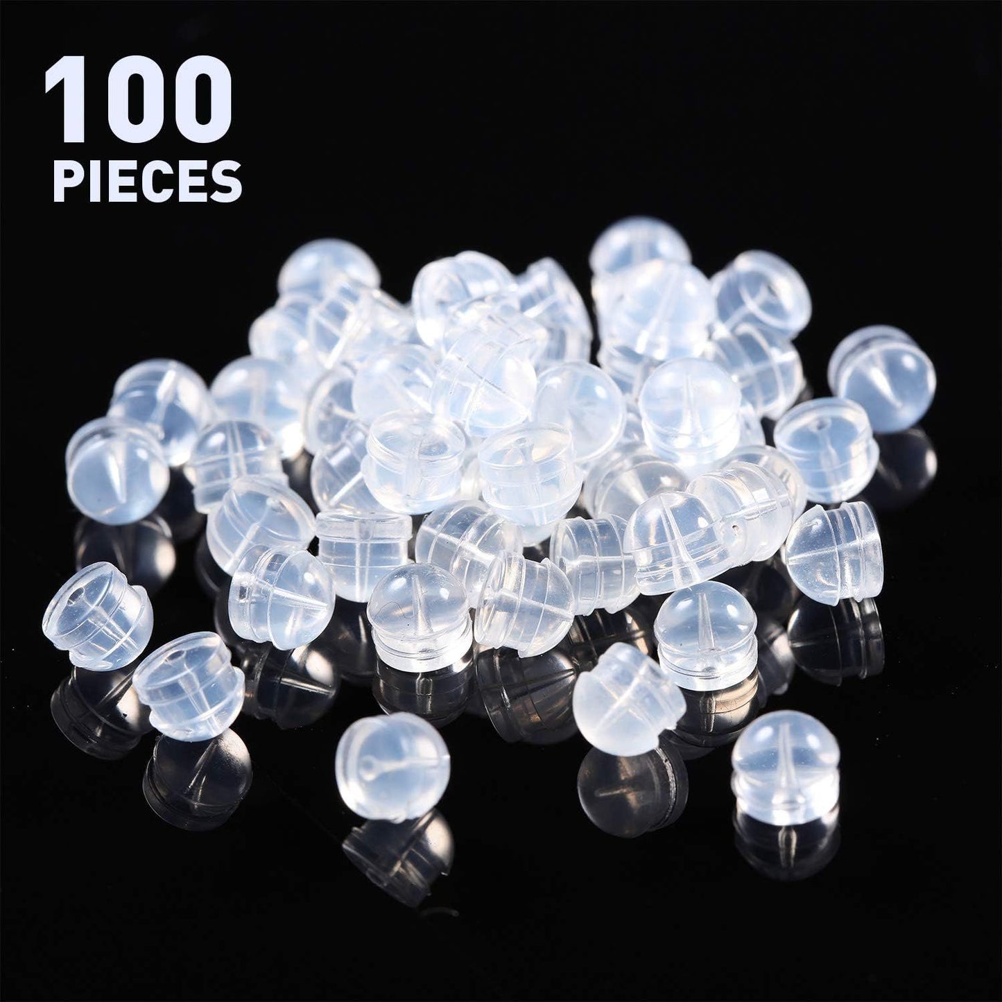100 Pieces Clear Earring Backs Hamburger Shaped Saety Backs Secure Locking Silicone Earring Backs Stopper or Jewelry Accessories Supplies, 2 Sizes