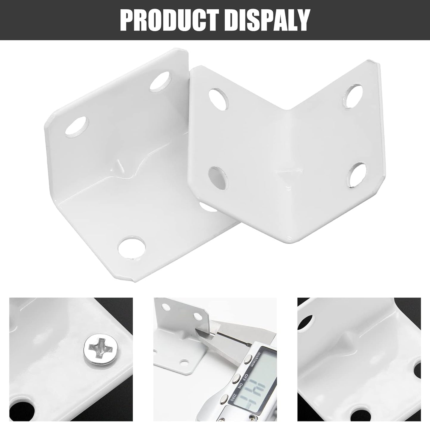 Biaungdo 12 Pcs White Metal Corner Brace, 26 x 26 x 32mm L Shape Shelf Bracket, 90 Degree Right Angle L Brackets Support with Screws for Wood, Shelves, Cabinet, Furniture, 4 Holes