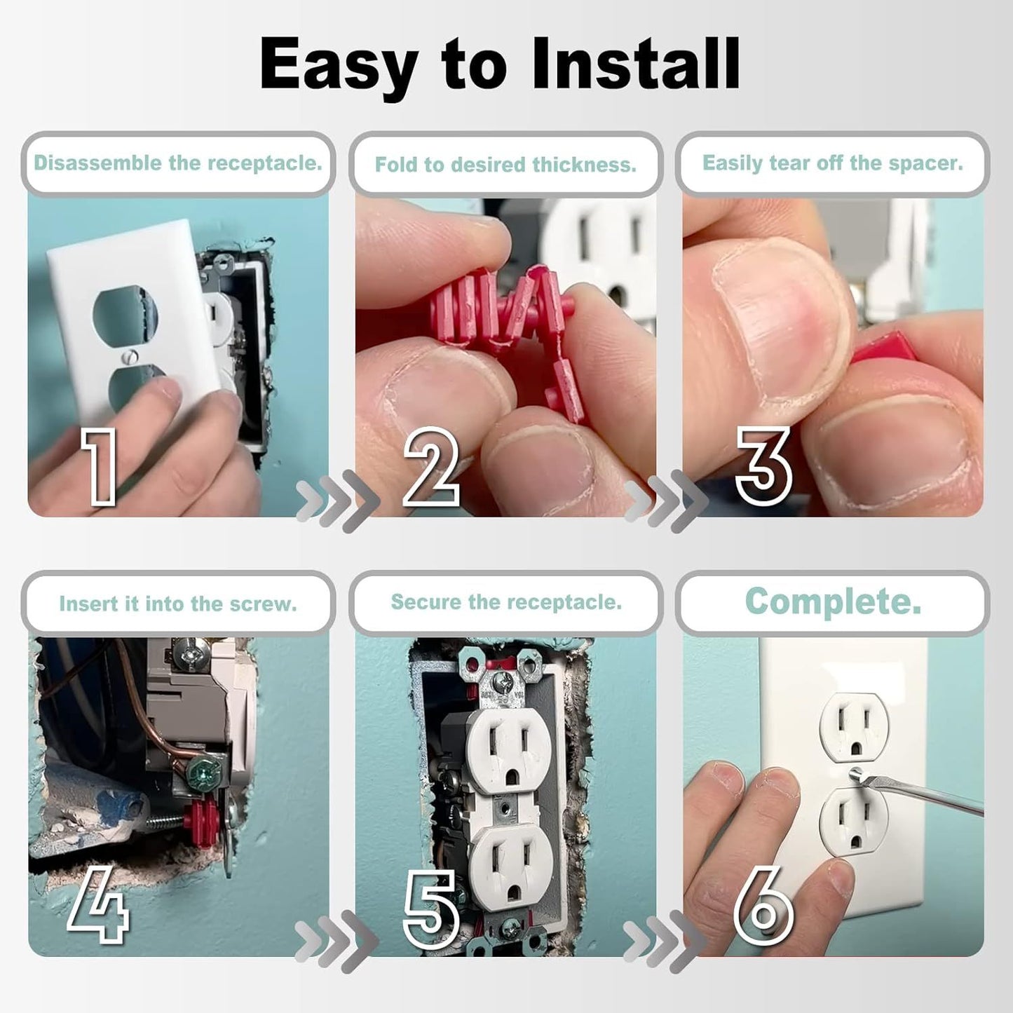 Outlet Spacers or Electrical Box,  48 PCS Switch and Receptacle Spacers or Loose Outlet Plug ix, Electrical Extender Outlet Shims Light Switch Spacer