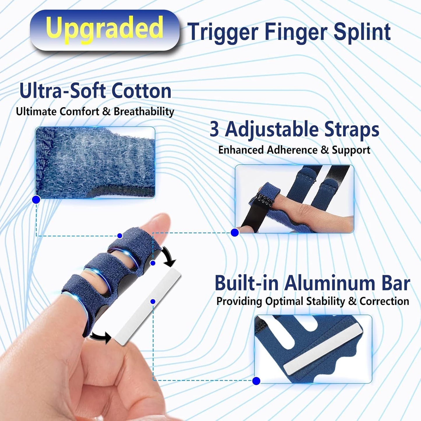 4 Pcs Upgraded Trigger inger Splint: Trigger inger Brace Support with 3 Adjustable ixing Belt, inger Straightener or Middle/Ring/Index/Pinky/Thumb, its or Broken/Straightening/Arthritis
