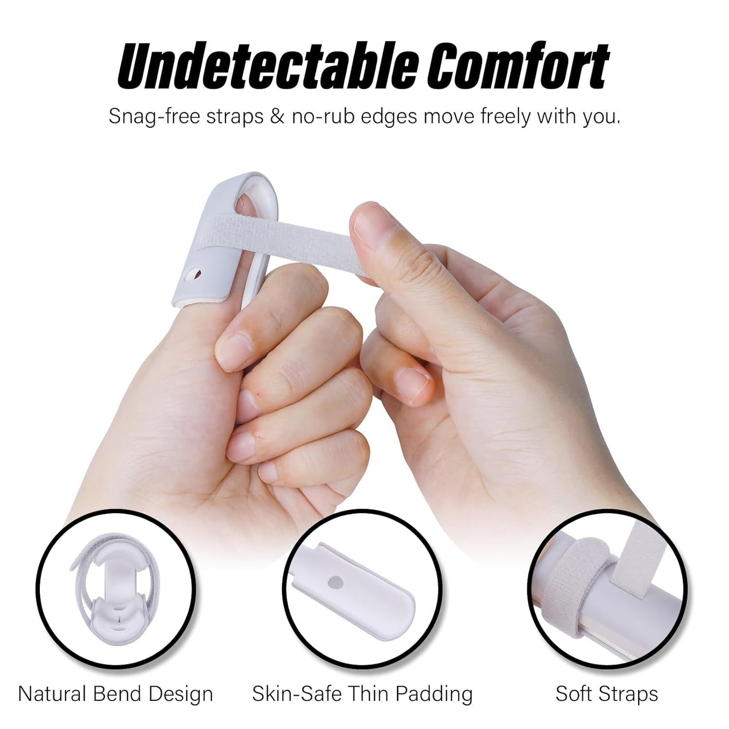Lightweight inger Splint, 4 Graduated inger Braces Support or Thumb/Middle/Ring/Index/Pinky, Stabilizer Support or Broken, Trigger, Mallet, Arthritis & Knuckle Immobilization