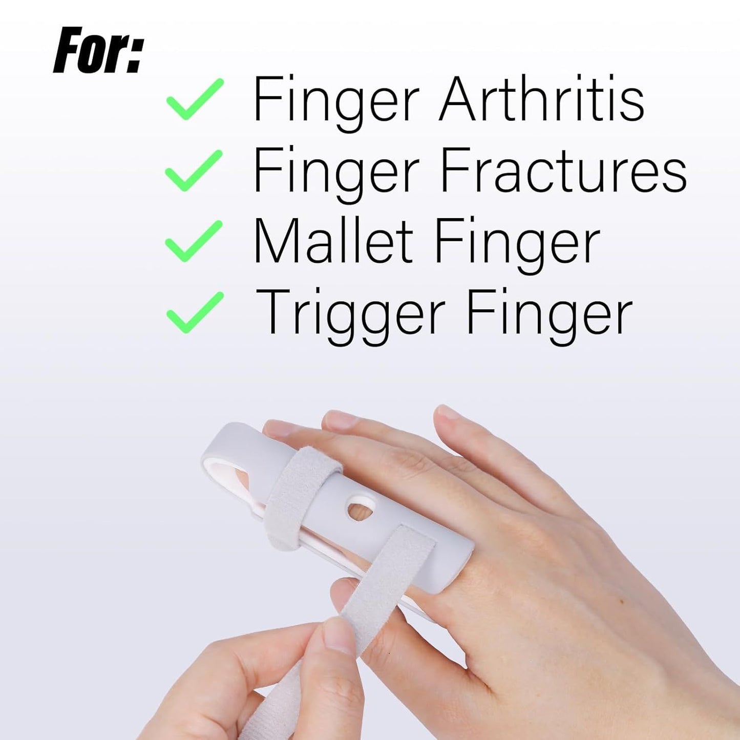Lightweight inger Splint, 4 Graduated inger Braces Support or Thumb/Middle/Ring/Index/Pinky, Stabilizer Support or Broken, Trigger, Mallet, Arthritis & Knuckle Immobilization