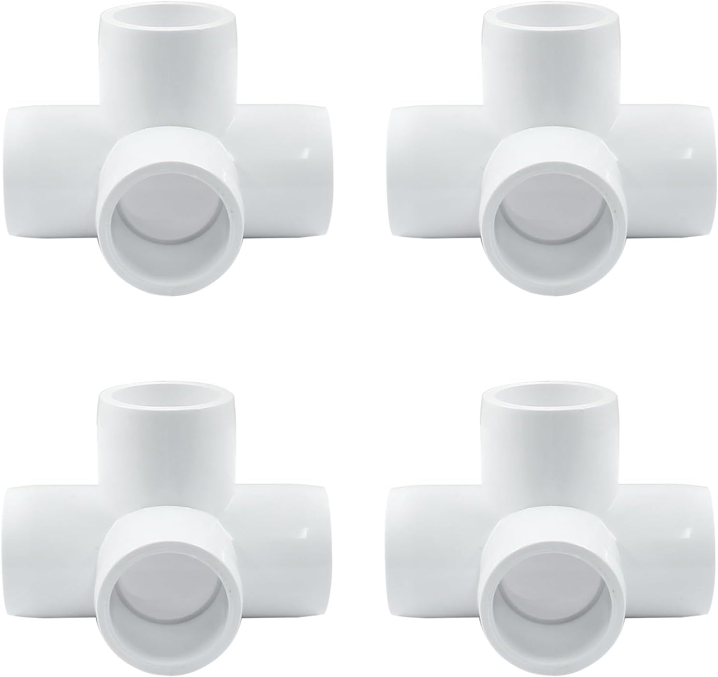 Biaungdo 4 Pcs 1/2" PVC Pipe Fitting, 4 Way Elbow Pipe Connector Furniture Grade Corner Fittings PVC Elbow Fitting for DIY Shelf Garden Support PVC Structure（White）