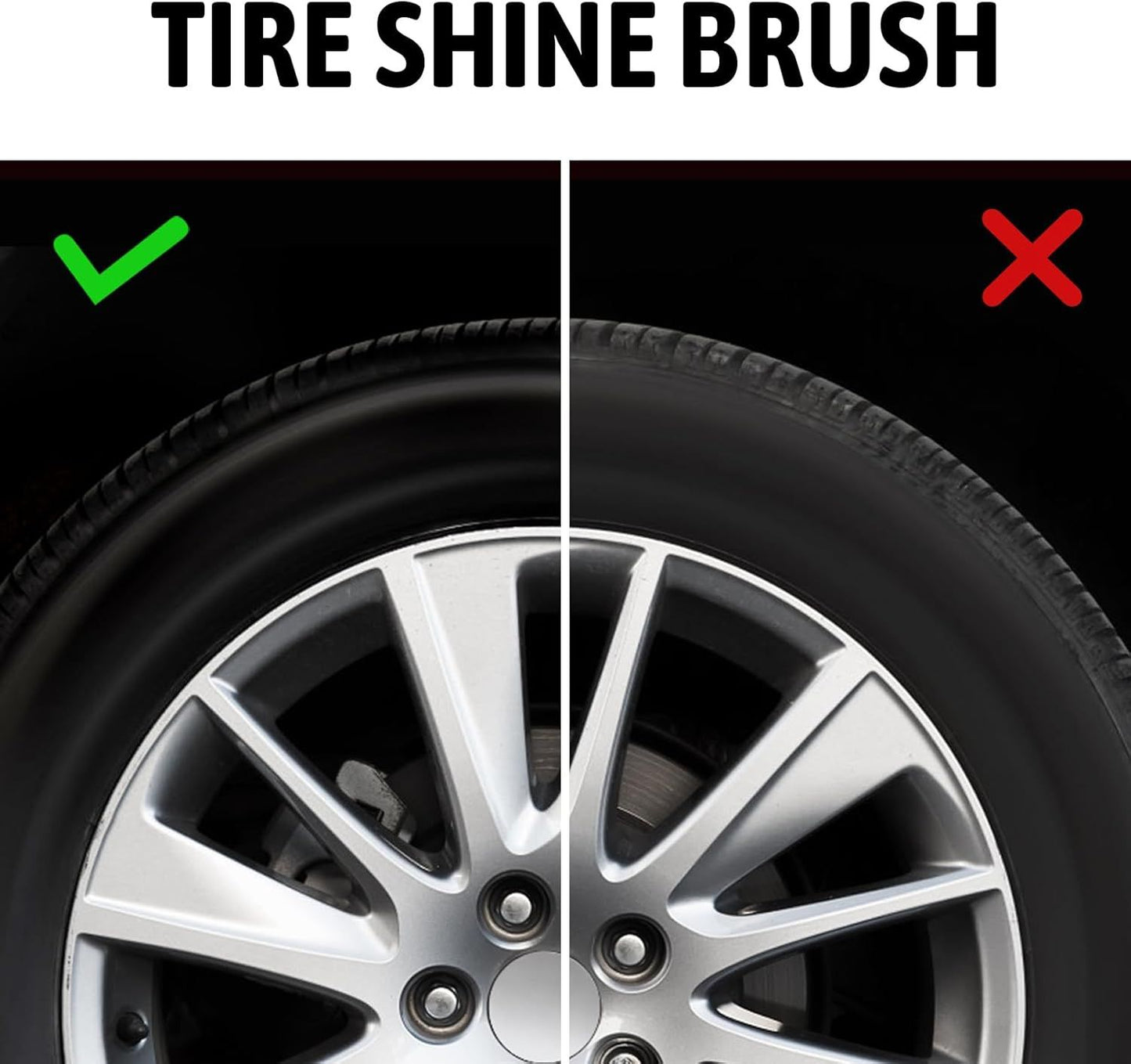Car Tire Shine Applicator,Vegan Tire Shine Brush with Stand or Auto Detailing Cleaning Service (Black)