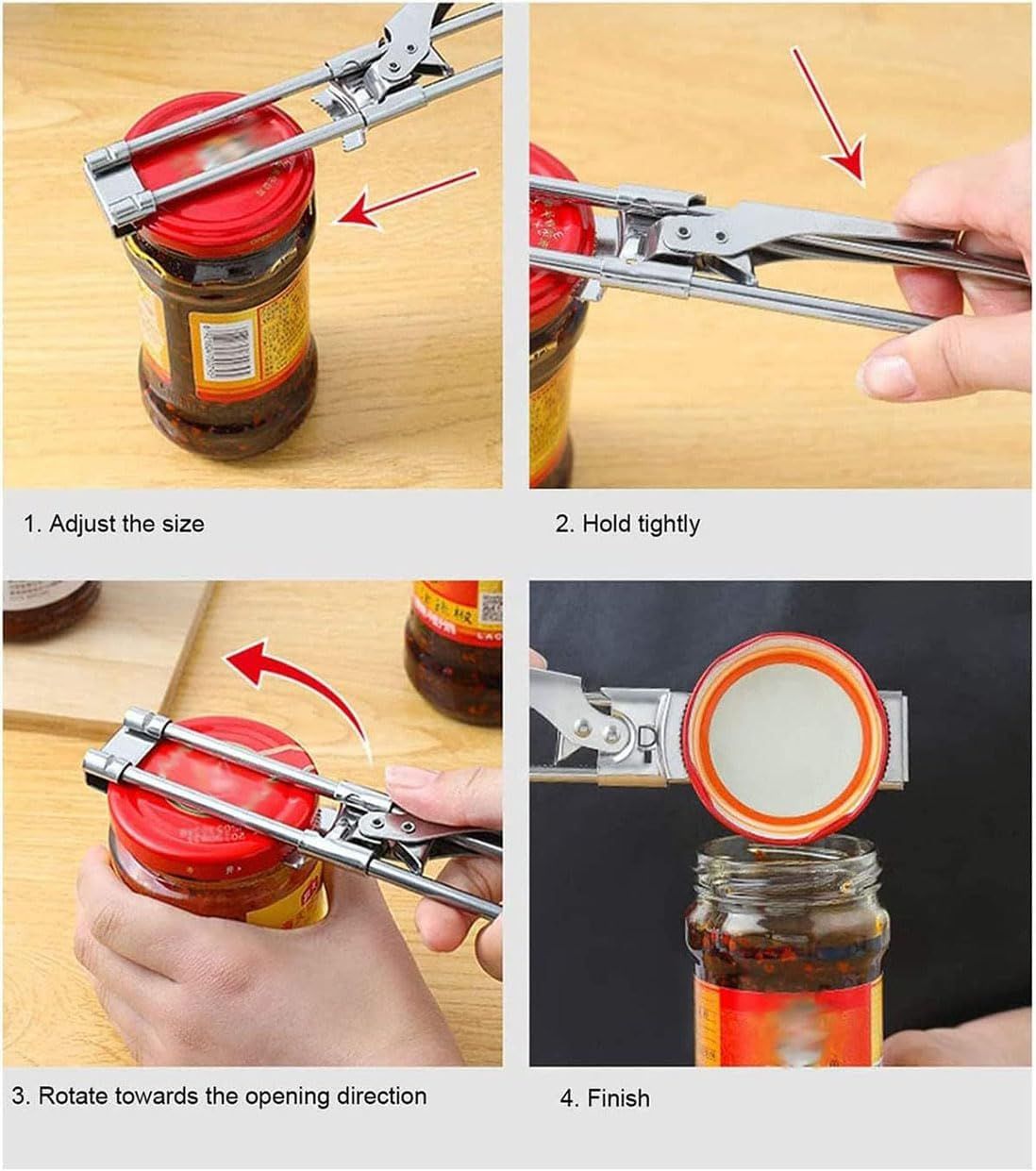 ® Master Jar & Bottle Opener, Adjustable Multiunctional Stainless Steel Can Opener Jar Lid Gripper, Manual,Kitchen Accessories
