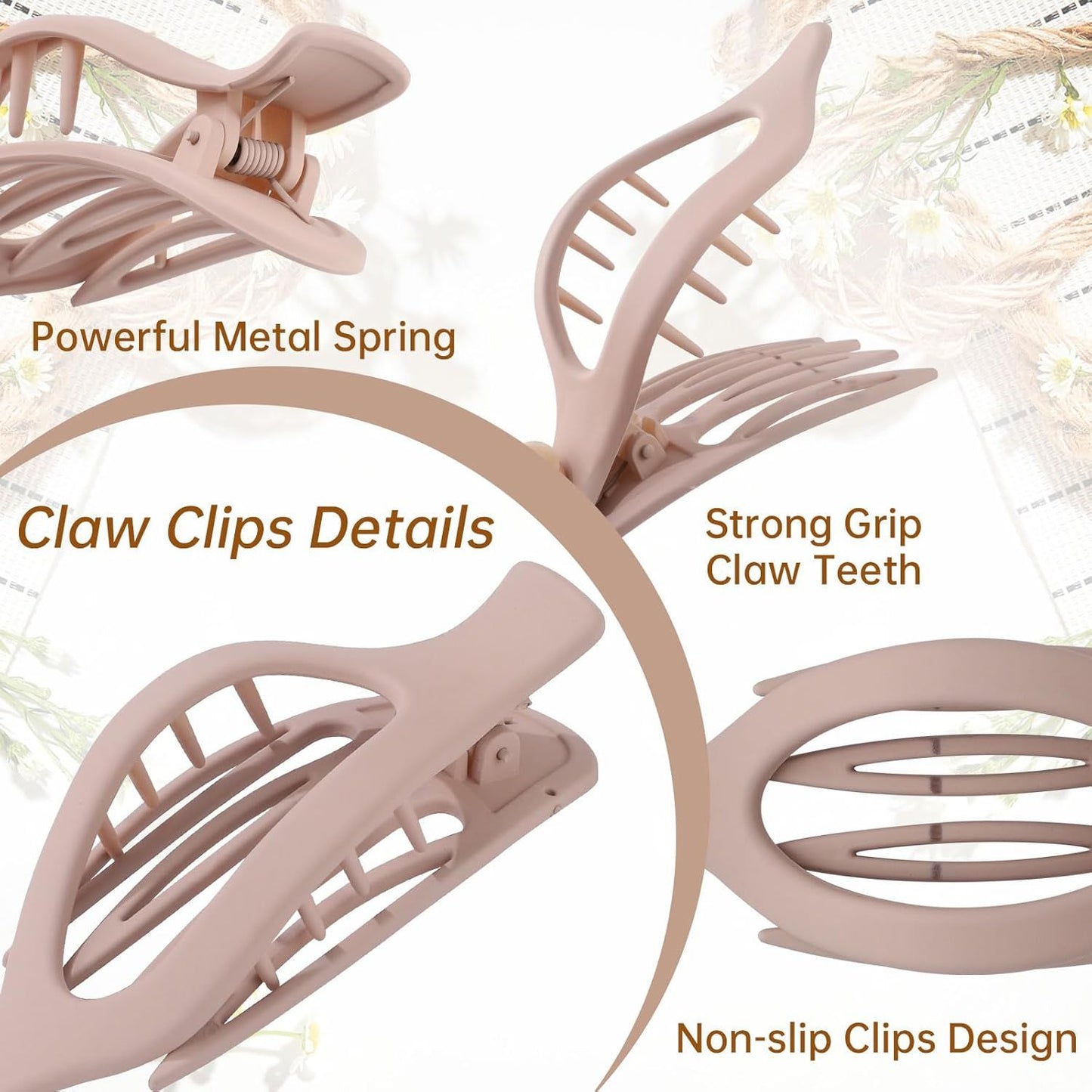 rench Concord Hair Clips - 6Pcs Side Slide Volume Clips or Women Girls, Strong Hold No Slip Grip, Thick or Thin Hair (Matte inish, L:4.6 IN, W:1.97IN)