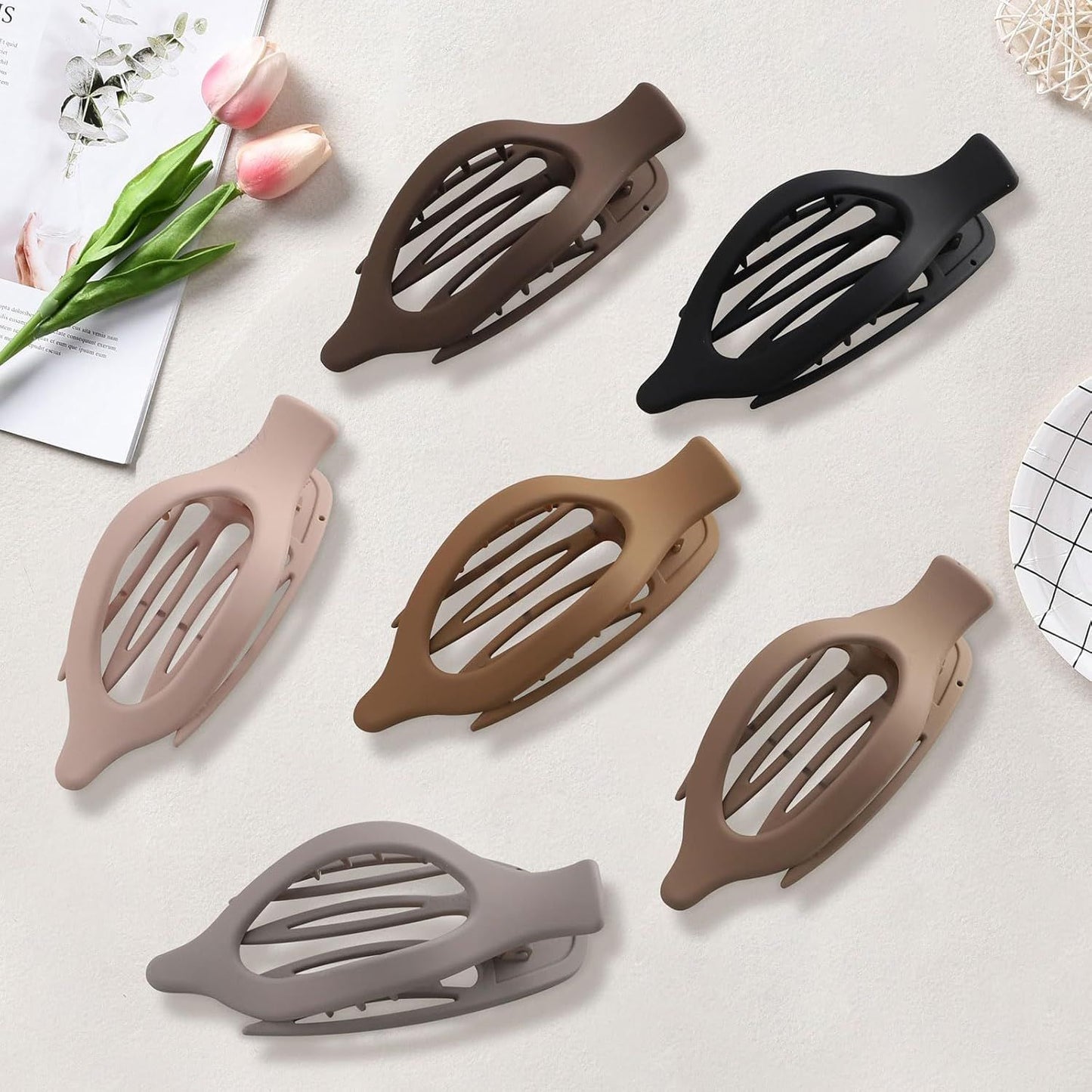 rench Concord Hair Clips - 6Pcs Side Slide Volume Clips or Women Girls, Strong Hold No Slip Grip, Thick or Thin Hair (Matte inish, L:4.6 IN, W:1.97IN)