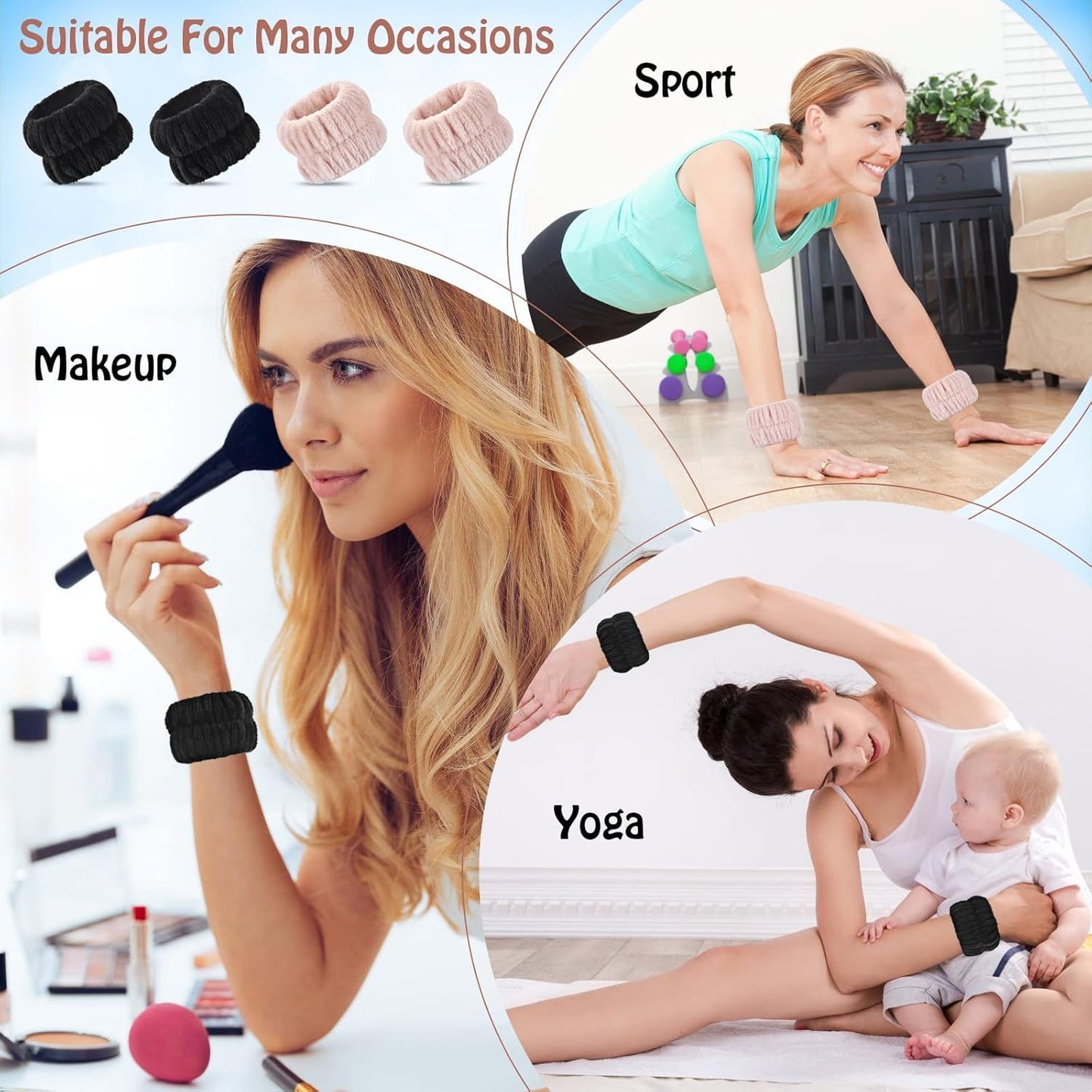 Wrist Bands or Washing ace, 4pcs Spa ace Washing Wristbands, Microiber Arm Wrist Towels, Absorbent Wash Wristbands or Woman Men, Prevent Water rom Spilling Down Your Arms
