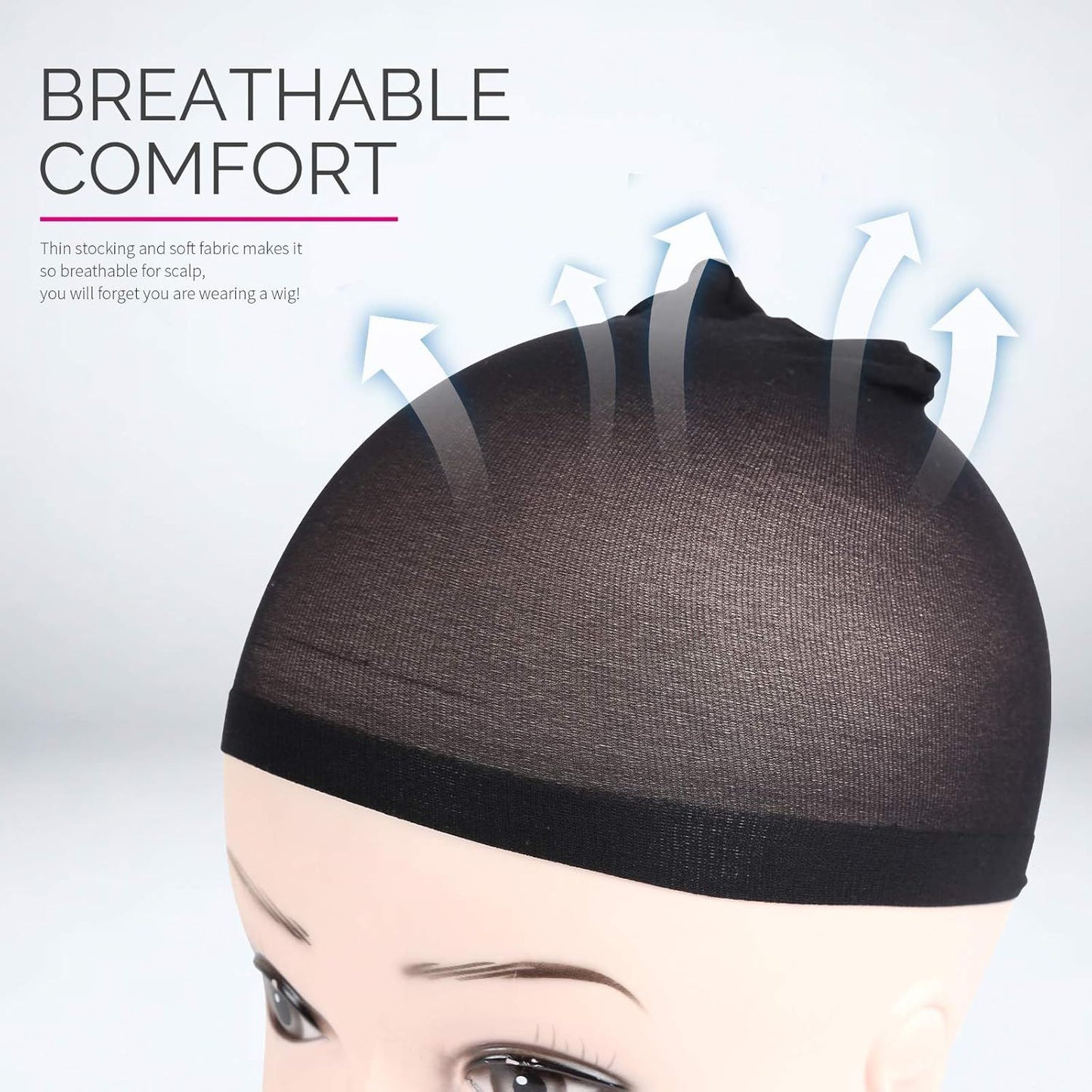Wig Cap, 6PCS Black Stocking Caps or Wigs, Stretchy Stocking Nylon Caps or Women, Girls, Kids