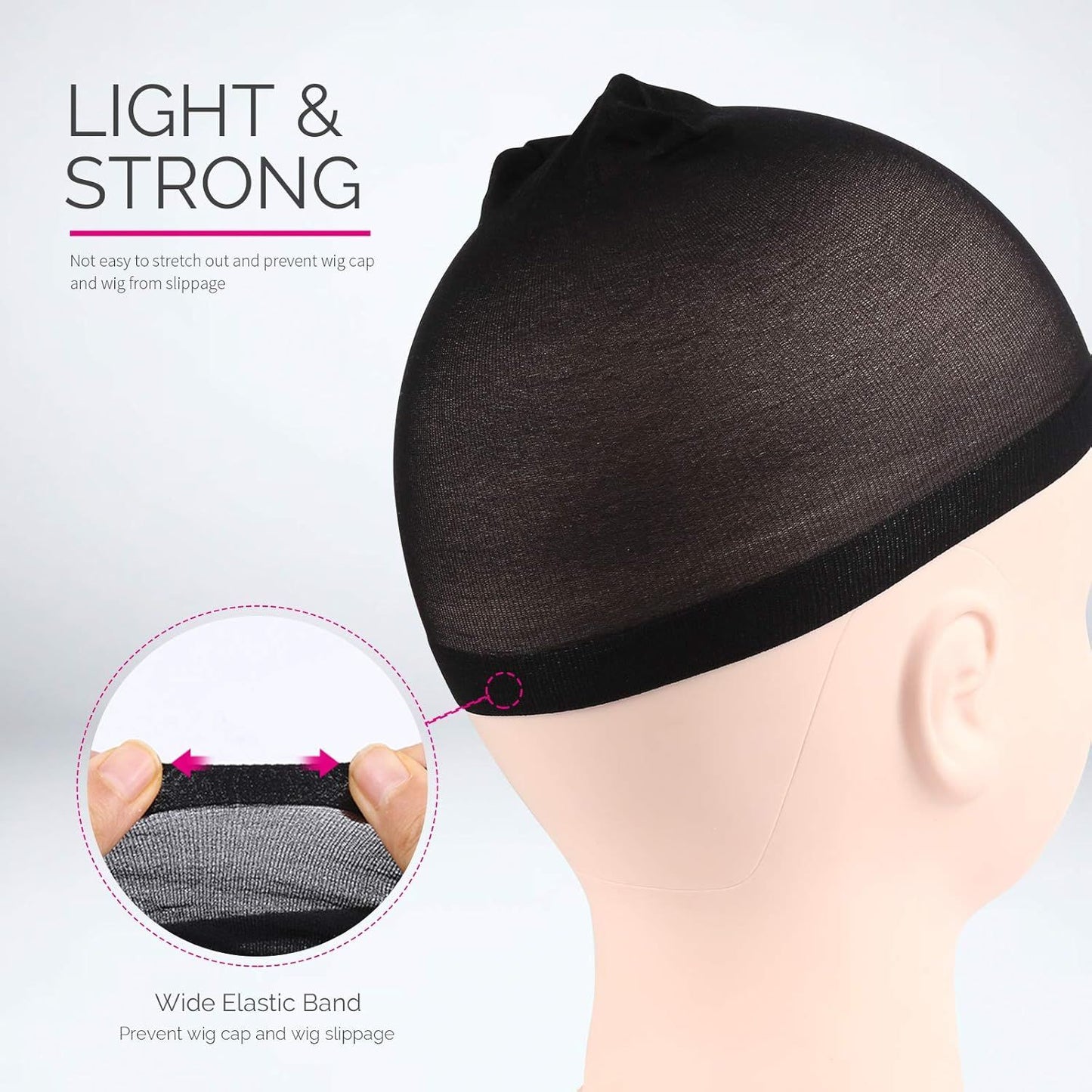 Wig Cap, 6PCS Black Stocking Caps or Wigs, Stretchy Stocking Nylon Caps or Women, Girls, Kids