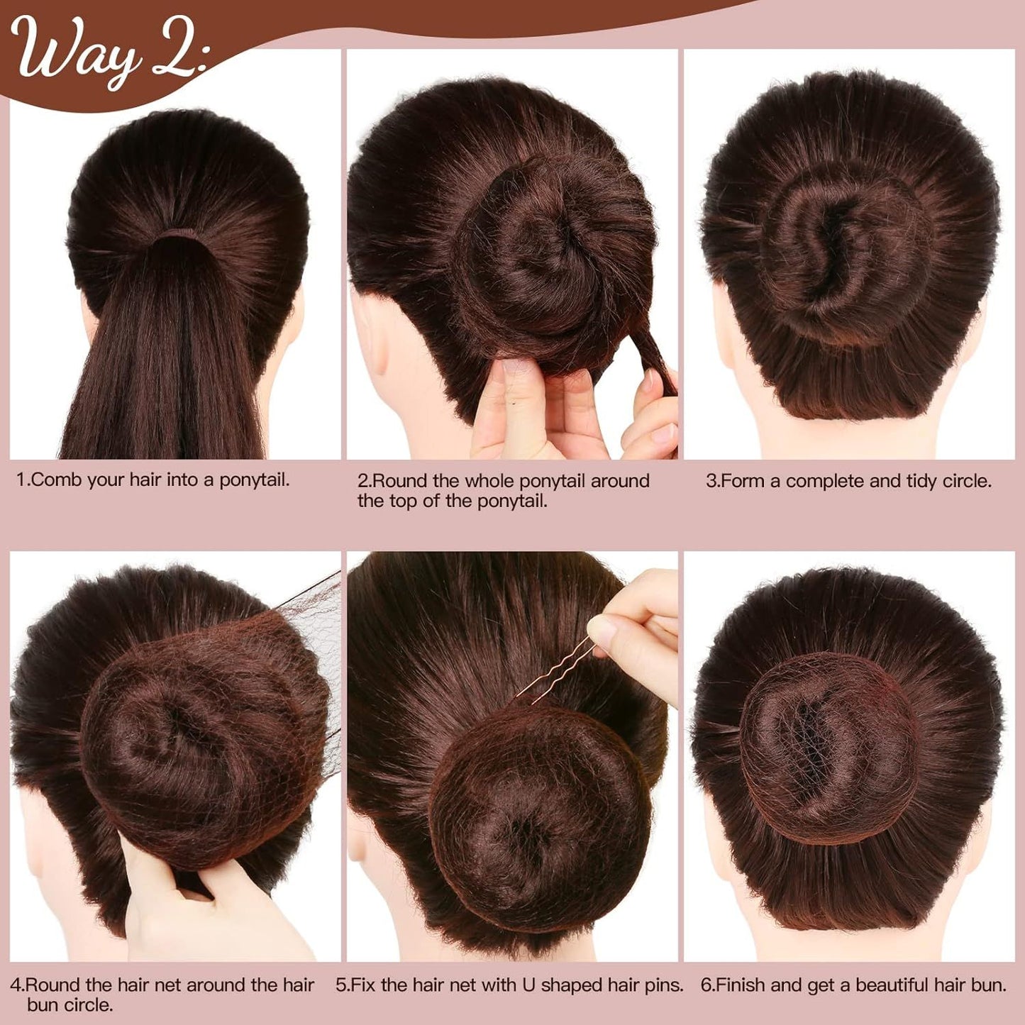 Hair Accessories Set: 20PCS Mesh Hair Nets Invisible and 40PCS U Shaped Hair Pins or Women, Girls, Ballet Bun Maker & Dance (Hair Nets- 20 inch(50cm), Hair Pins- 2.4 inch(6cm)), Brown