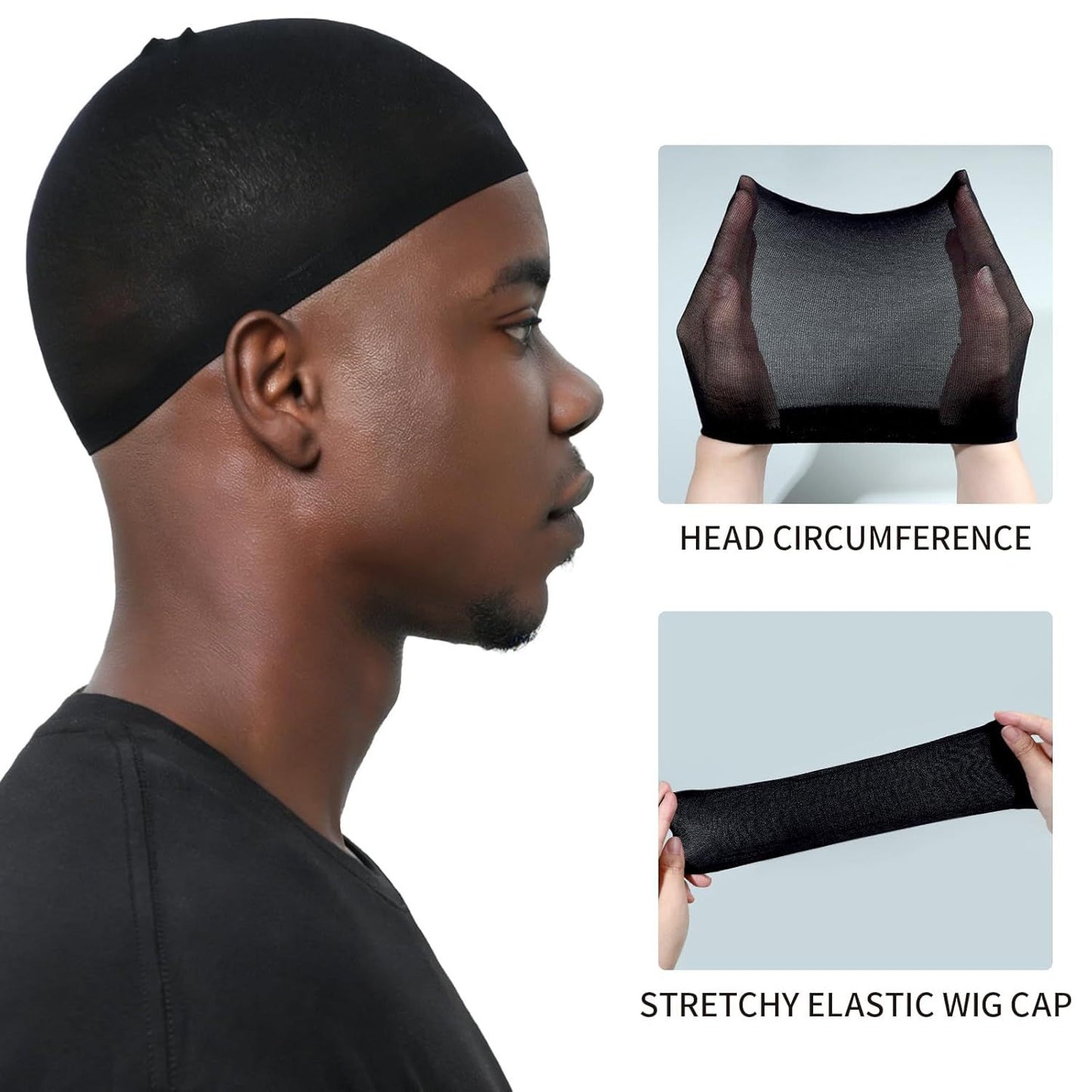 Wig Cap or Men, 4PCS Black Hair Stocking Cap, Nylon Wig Caps Black, Hair Net or Men, Stretchy, Natural, Lightweight Wave Caps