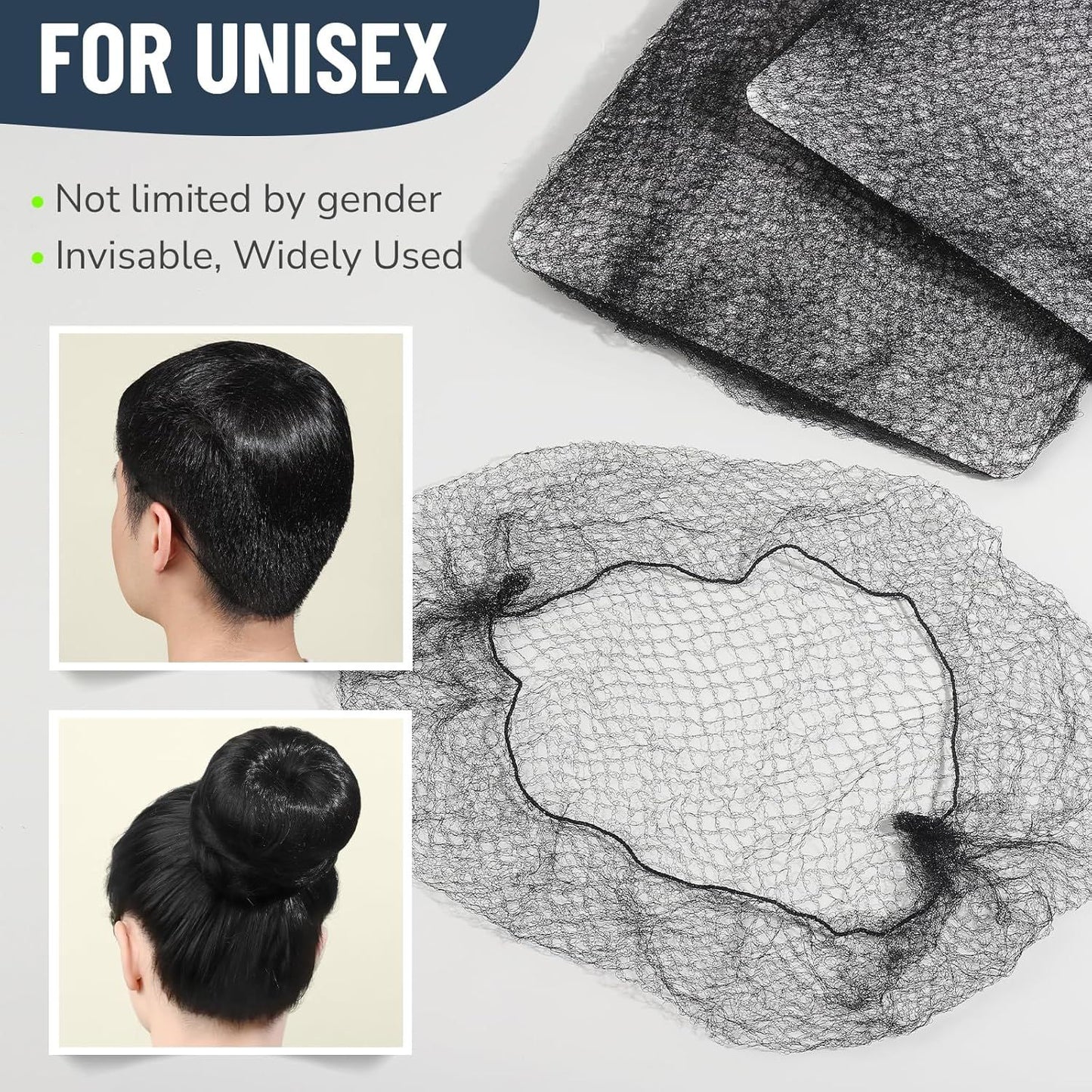 Hair Net or Women Men, Extra Large 60cm Nylon Black Hair Nets or ood Service Workers, 20 Pack Hairnets or oodservice,Dancing,Sleeping, or Ballet Buns, with 20 U-Hair Pins