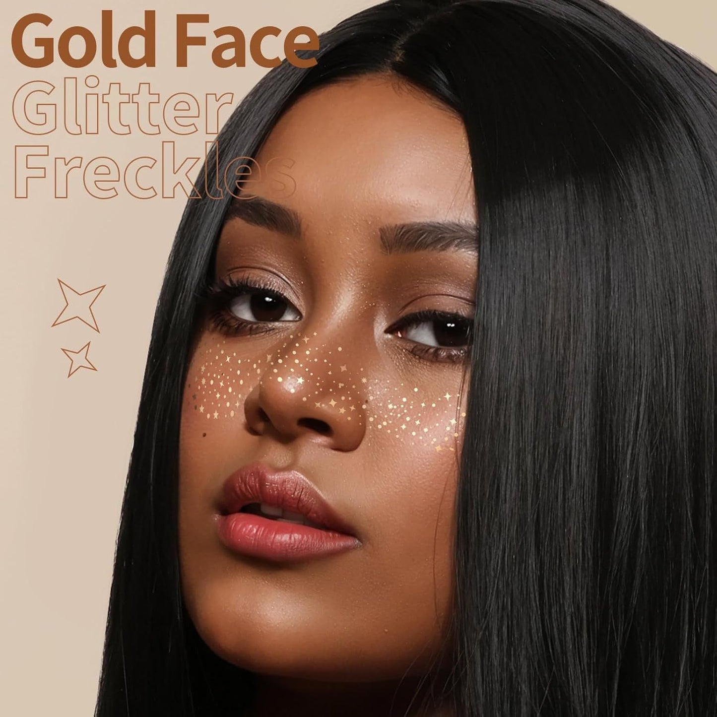 6PCS Glitter reckles ace, Glitter Makeup Speckles. Makeup Patches, ace Speckles or Women, (Gold)