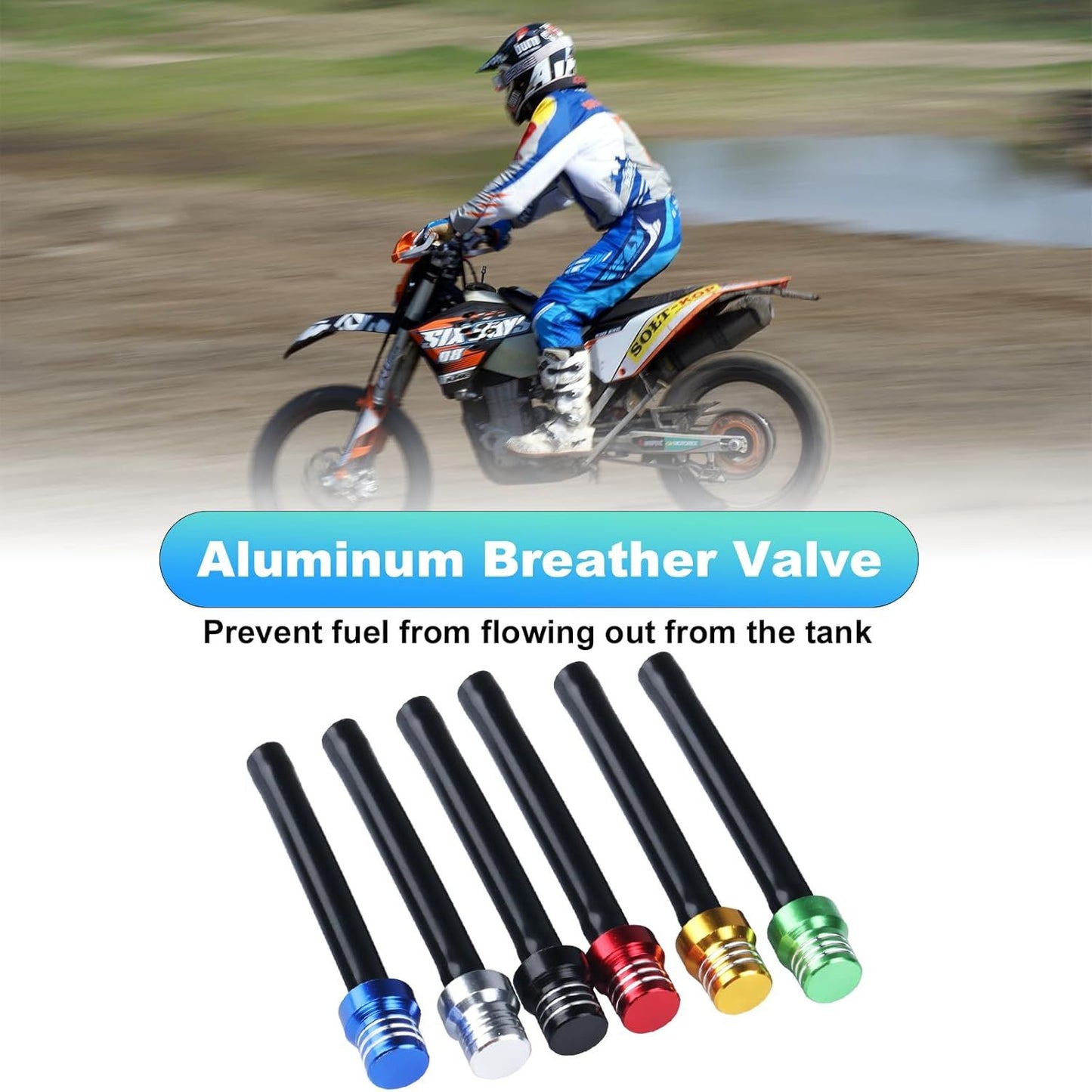 6 pcs Motorcycle Breather Hose Gas uel Tank Cap Vent, Motorcycle Gas Cap Vent Hose Tube, Aluminum Universal Breathing Tube its All O-Road Motorcycles ATVs, its Pit Dirt Bike