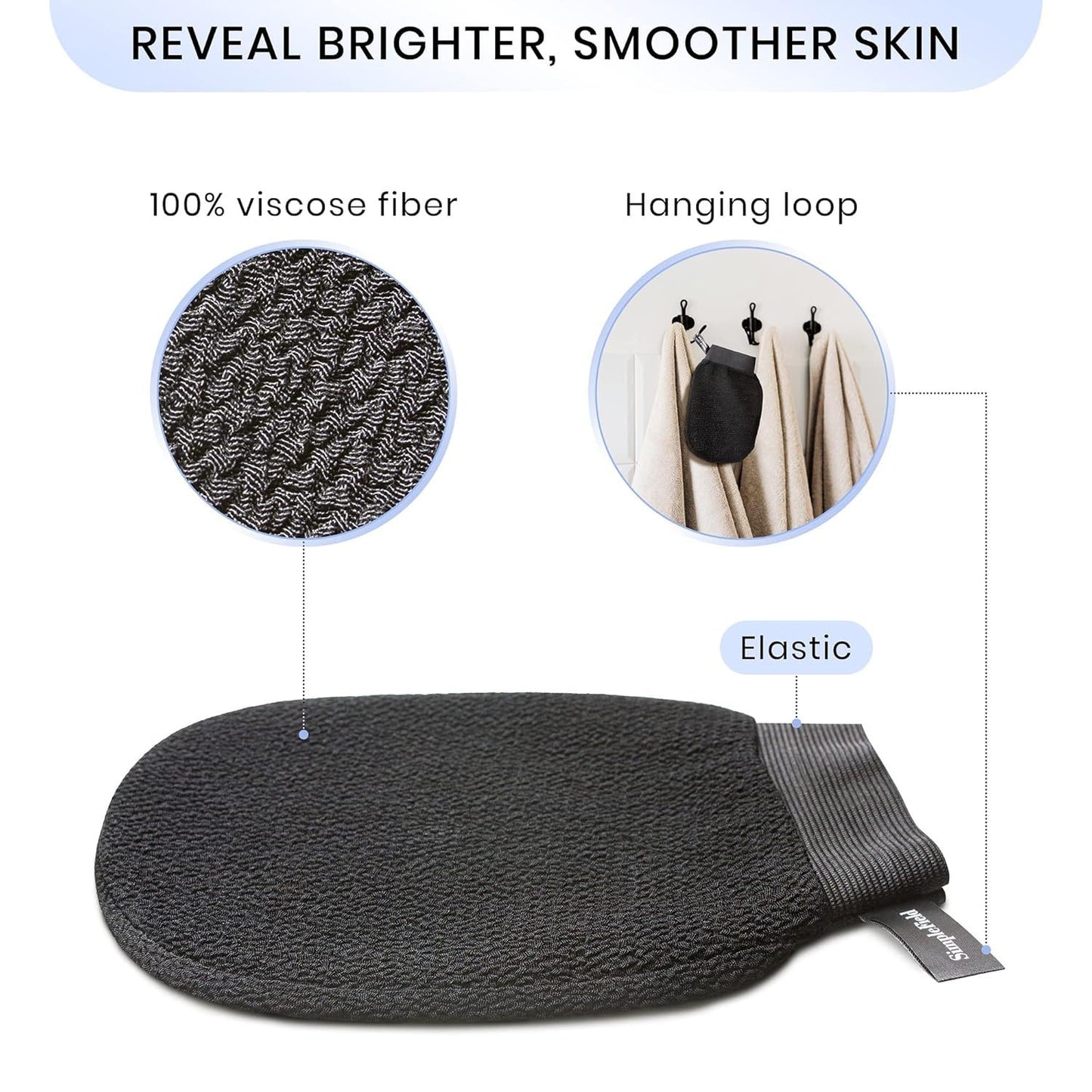 Korean Exoliating Mitt or Remove Dead Skin. 2 Pack 100% Viscose Kessa Deep Exoliating Gloves or Body Scrub, Keratosis Pilaris and Sel Tanning Removal. Easily Smooth Skin Surace.