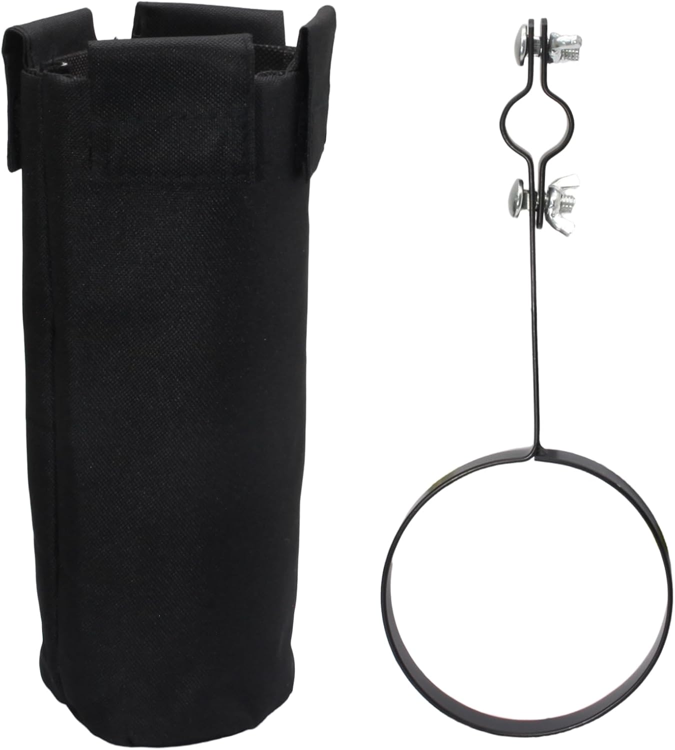 Biaungdo Drum Stick Holder for Drum Set, Removable Nylon Drumstick Bag Holder with Clamp-On Lockable Aluminum Clamp for Drumsticks Mallets, Up to 10 Pairs of Sticks