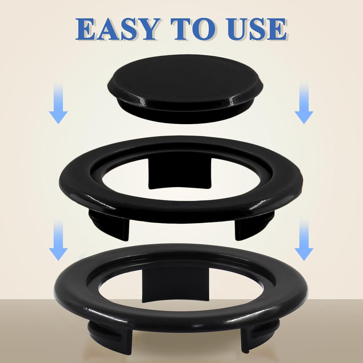 Biaungdo 2 Sets 3 Inch Outdoor Patio Table Umbrella Hole Ring and Cap Set, Standard Size Garden Beach Tablet Thicker Hole Ring Plug and Cap Set(Black, Compatible 32-48mm Umbrella Tube)
