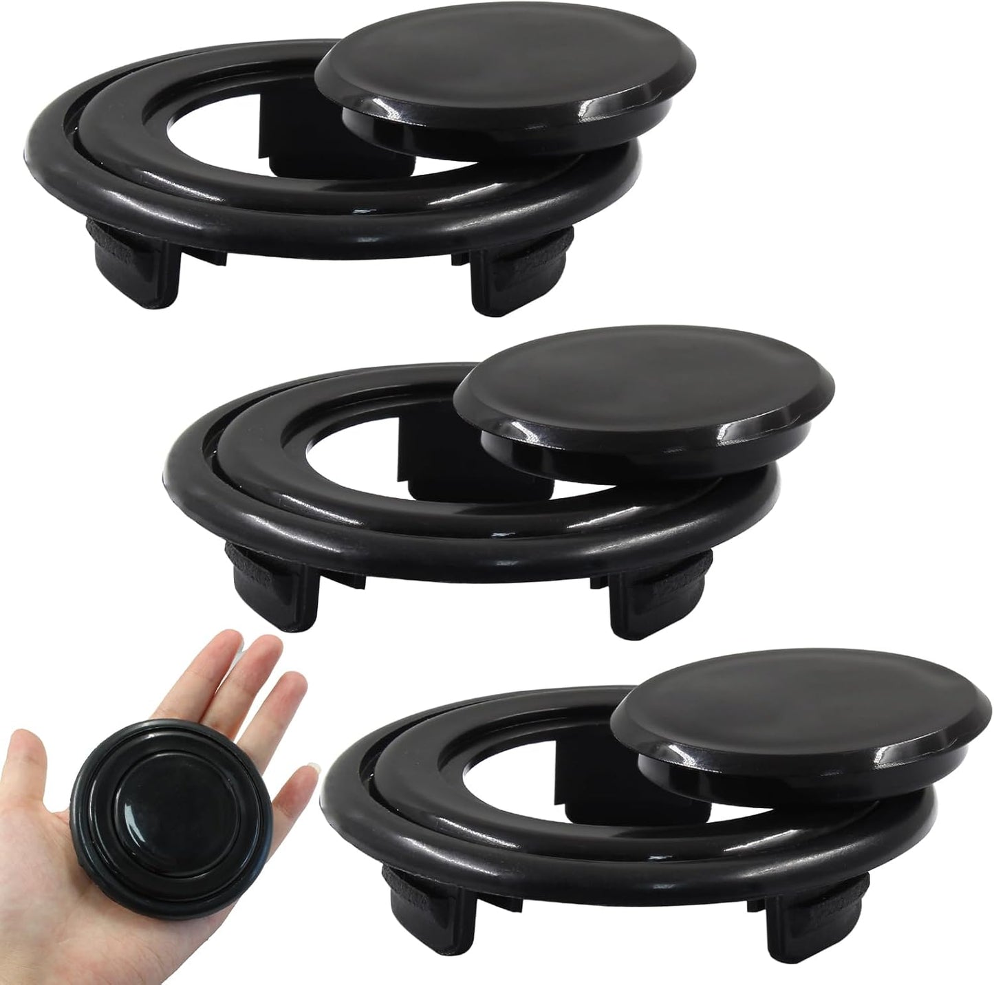 Biaungdo 2 Sets 3 Inch Outdoor Patio Table Umbrella Hole Ring and Cap Set, Standard Size Garden Beach Tablet Thicker Hole Ring Plug and Cap Set(Black, Compatible 32-48mm Umbrella Tube)