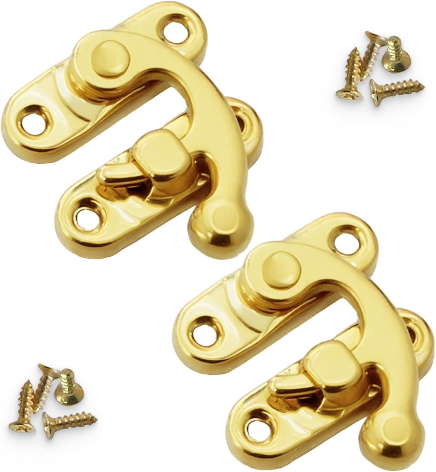 Biaungdo 5pcs Gold Vintage Style Swing Bag Clasp Closure Lock Latch for Furniture Wooden Box Jewelry Case Silver Tone with Mounting Screw & Screwdriver, 33 x 29 mm