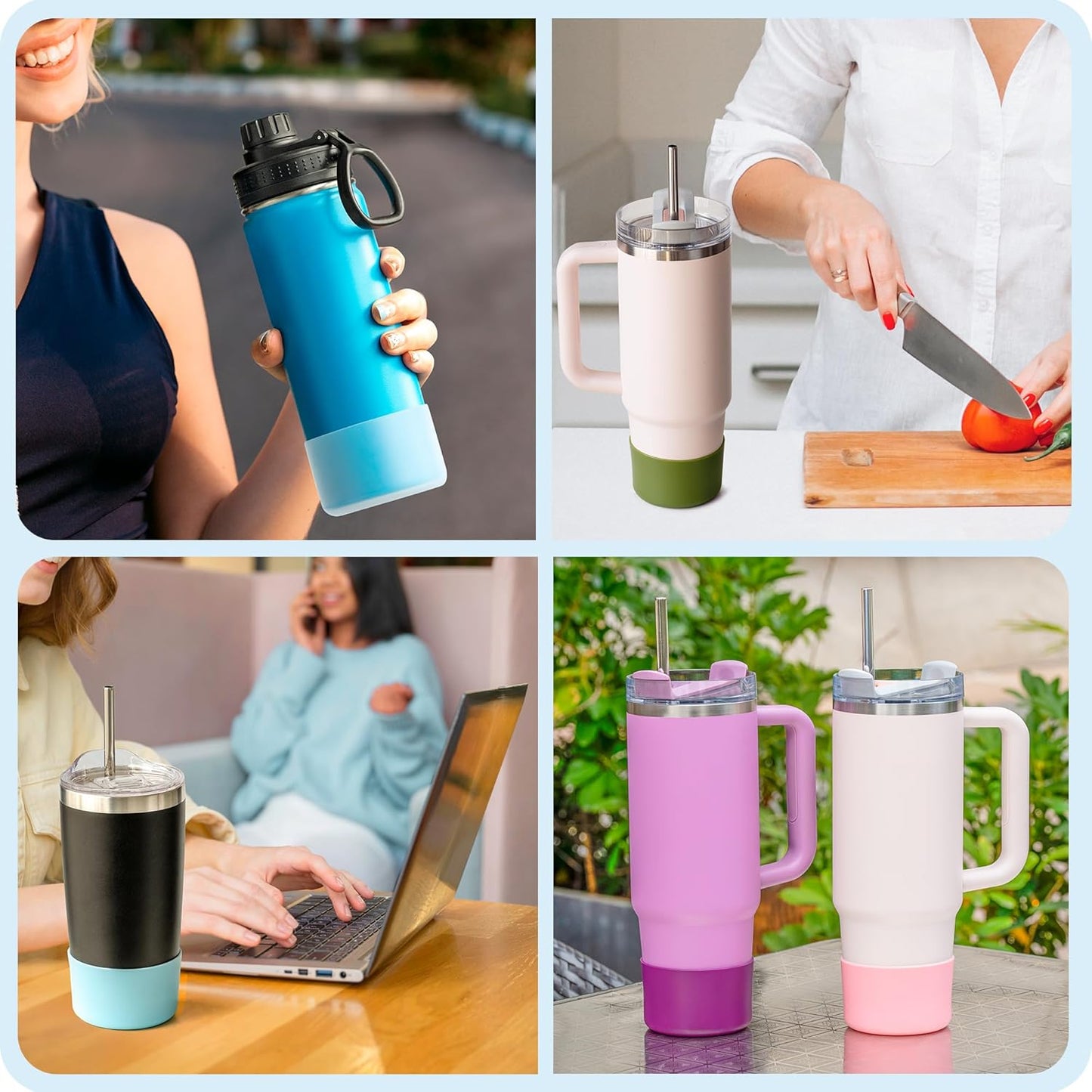 2 Pack Silicone Boot Protector | Compatible with Owala 24/40oz Travel Tumbler, 12oz Insulation & 14oz Flip Water Bottle | Fits 2.75-2.85" Base | Noise Resistant