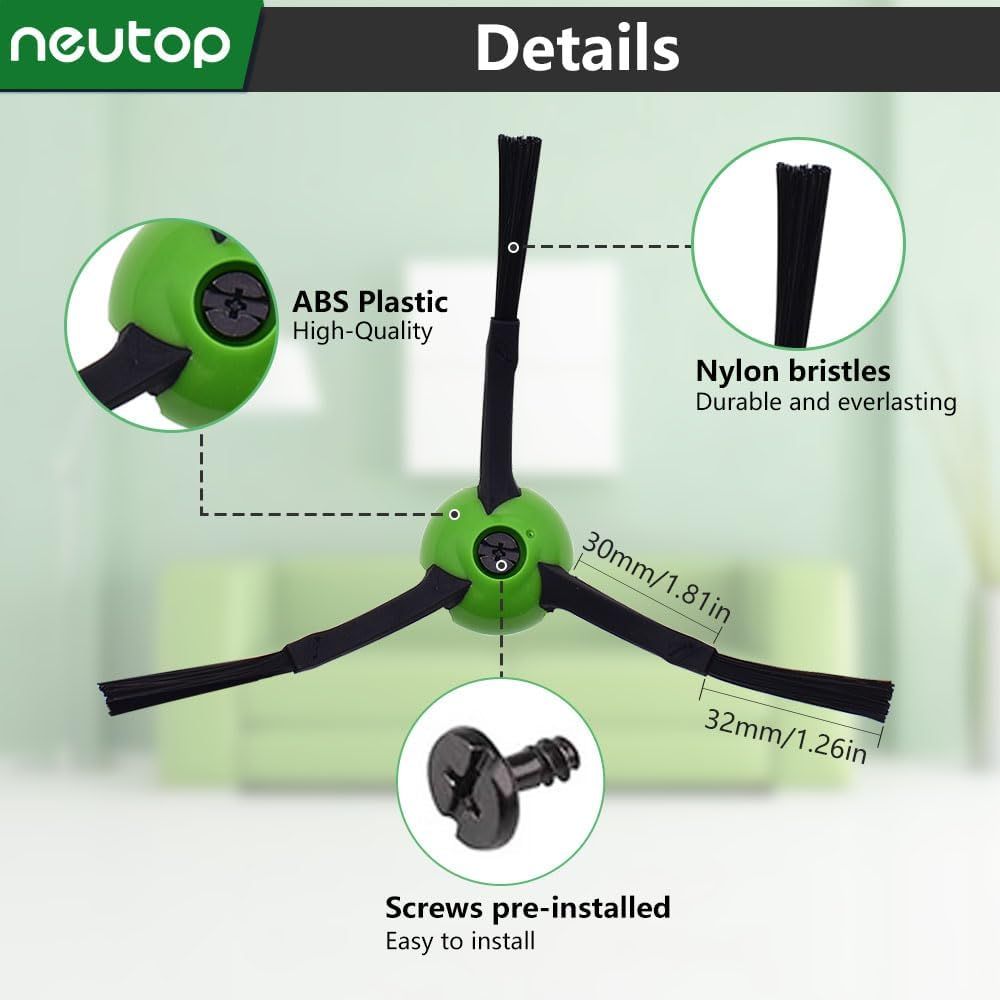 Edge Sweeping Brush Compatible with iRobot Roomba e, i, & j Series e5, e6, i1, i1+, i3, i3+, i4, i4+, i6, i6+, i7, i7+, i8, i8+, Combo j7+, j9+, j5+, i5+ Plus, Combo 10 Max, 9-Pack