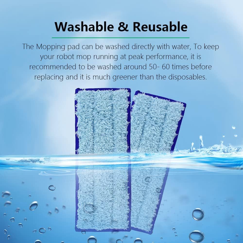 Replacement Washable & Reusable Wet Mopping Pad Compatible with iRobot Braava Jet 240, 241, 244, 245, 250 Robot Mops, Blue, 6-Pack.