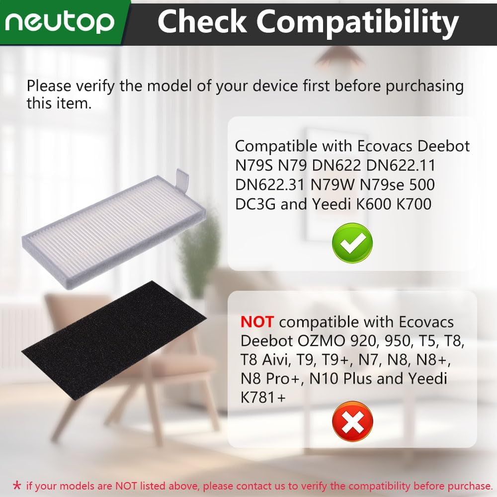 Replacement ilters Compatible with Ecovacs Deebot N79S N79 DN622 DN622.11 DN622.31 N79W N79se Deebot 500 DC3G and Yeedi K600 K700, Robot Vacuums, 9-Pack.