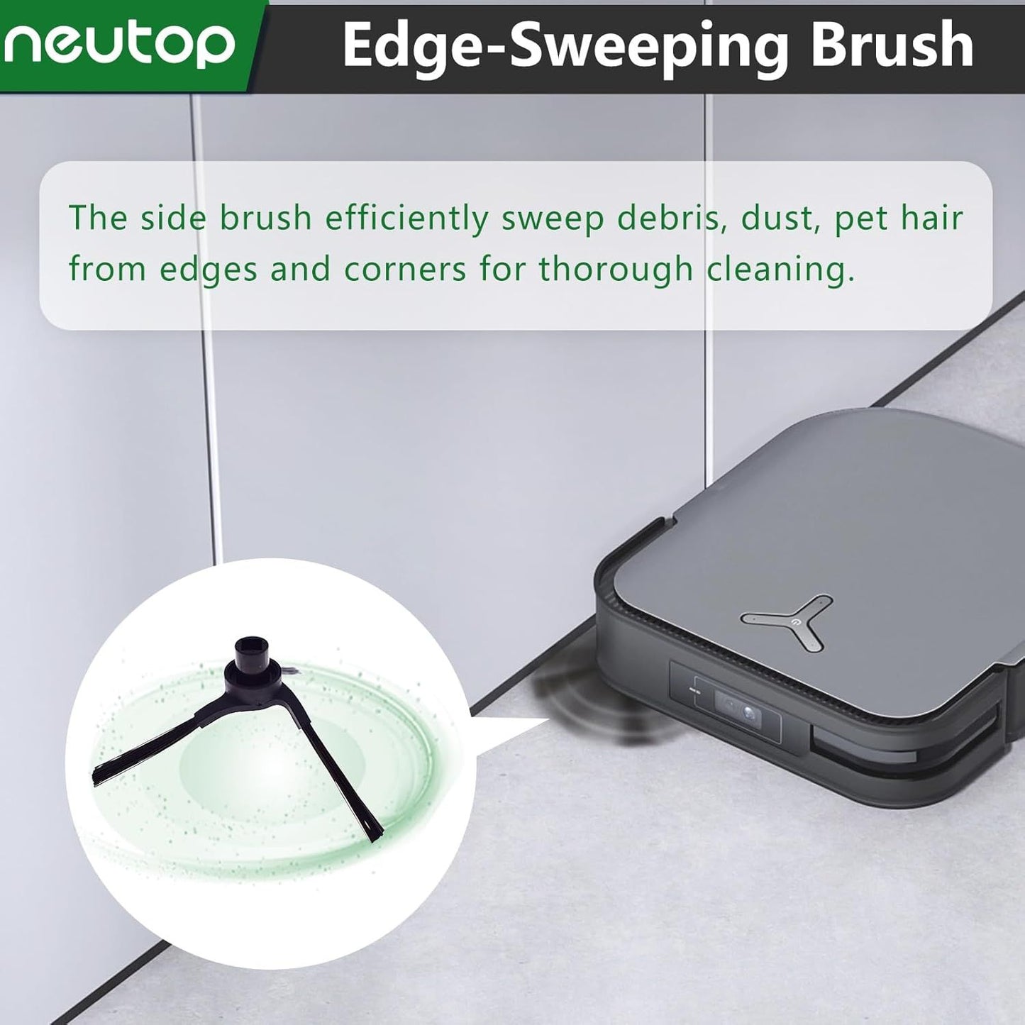 Replacement Side Brushes Compatible with Ecovacs Deebot X2 Omni / X2 Combo / X2 Pro, Robot Vacuum Cleaners Spare Parts Accessories, 9-Pack.