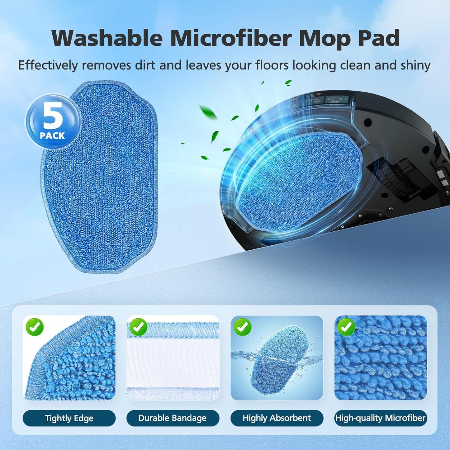 Replacement Parts or XIEBro Lie BR151, or ZCWA BR151, or MANVN BR151, or Kilgone G20, or MAMNV BR151, or MANVINS G20, or ZC WAS BR151, or iMartine BR151, 6 ilters, 5 Mop Pads, 10 Side Brush