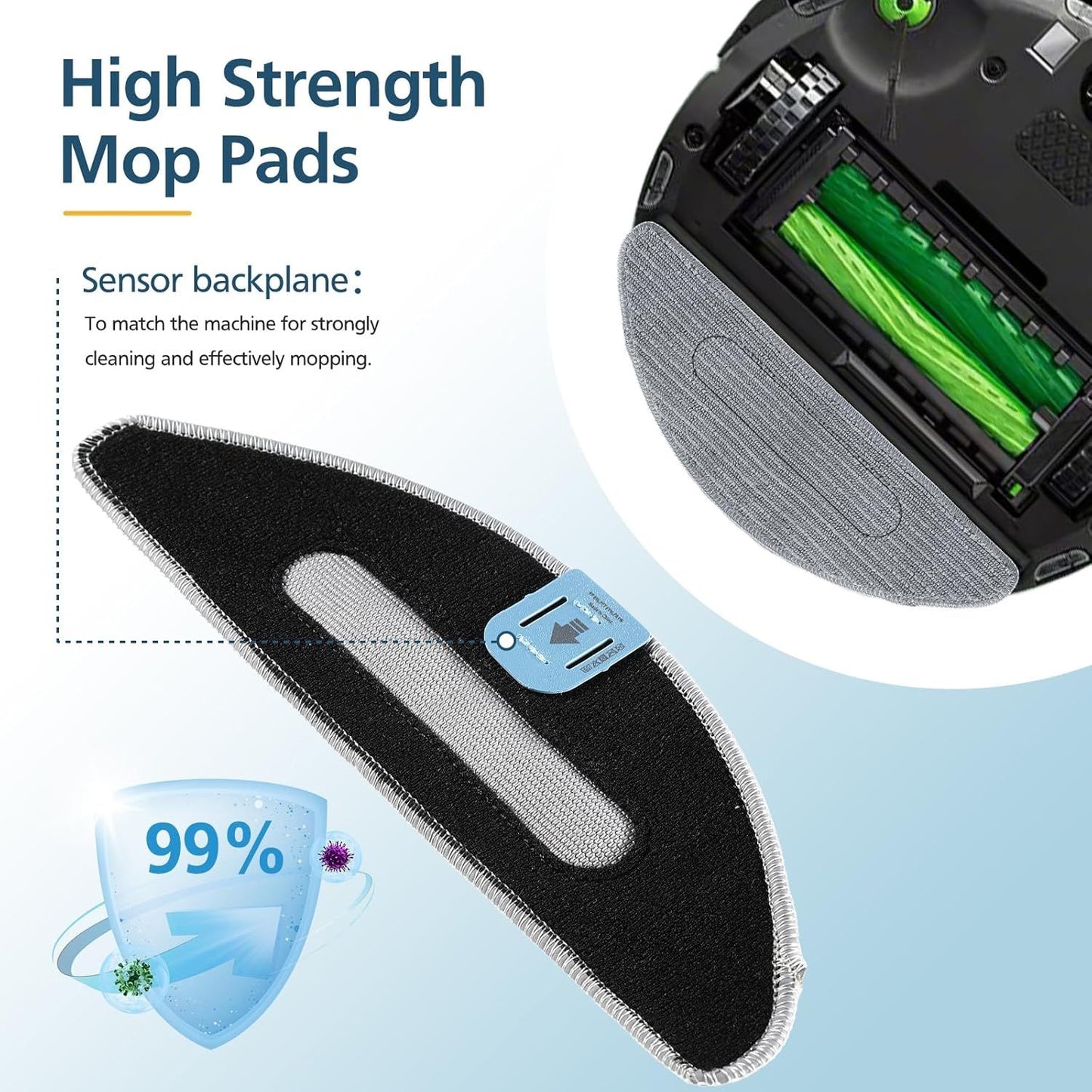 4 Pack Replacement Mop Pad Compatible with iRobot Roomba Combo i5+/ i5/ j5+/ j5 Robot Vacuum and Mop, Washable & Reusable Microiber Cleaning Pads