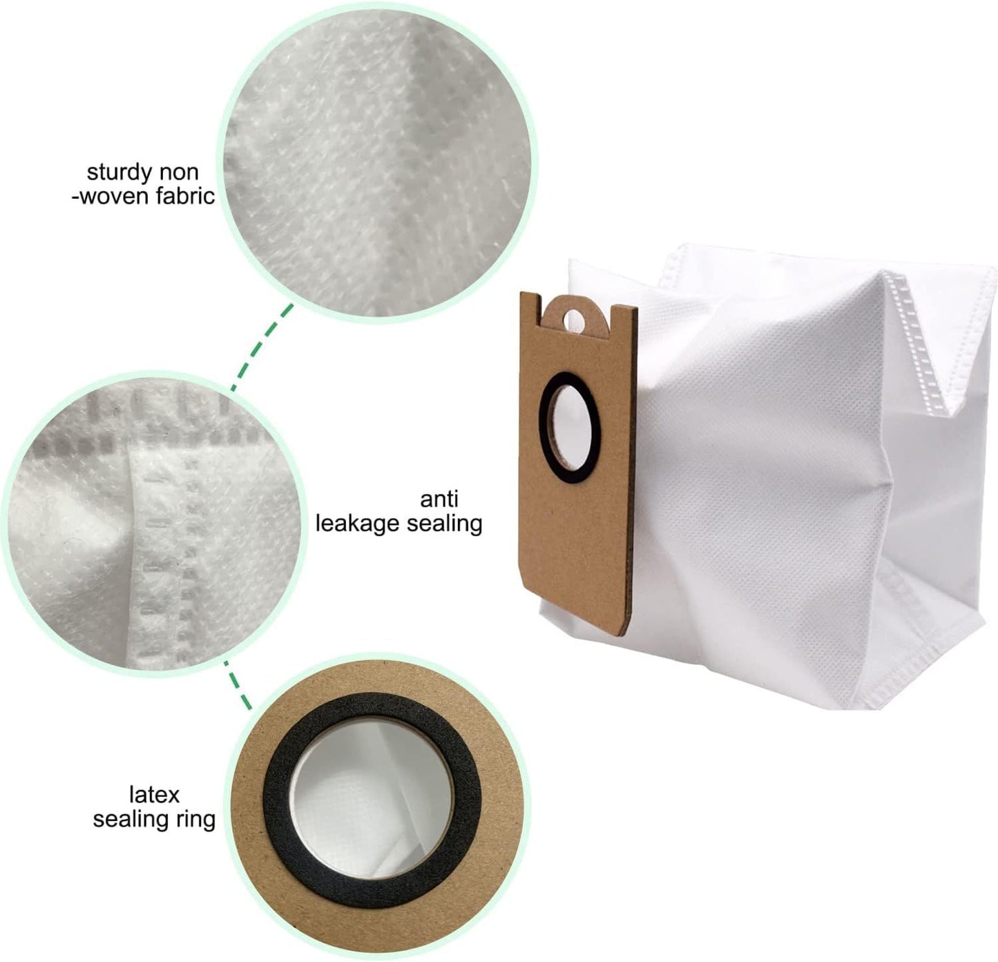 Dust Bags Replacement or iHome AutoVac Nova Pro Sel Empty Robot Vacuum Cleaner Accessory Parts, or iHome Nova S1 Pro, Halo, Orbita, Eclipse, Luna, 6 Pack
