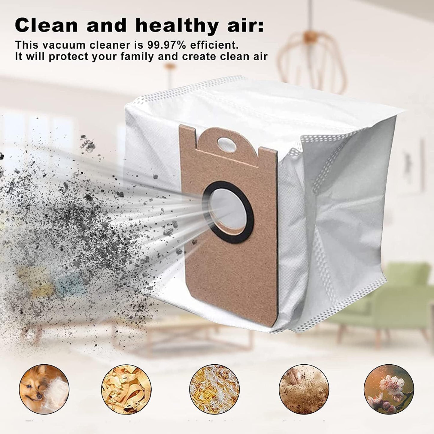Dust Bags Replacement or iHome AutoVac Nova Pro Sel Empty Robot Vacuum Cleaner Accessory Parts, or iHome Nova S1 Pro, Halo, Orbita, Eclipse, Luna, 6 Pack