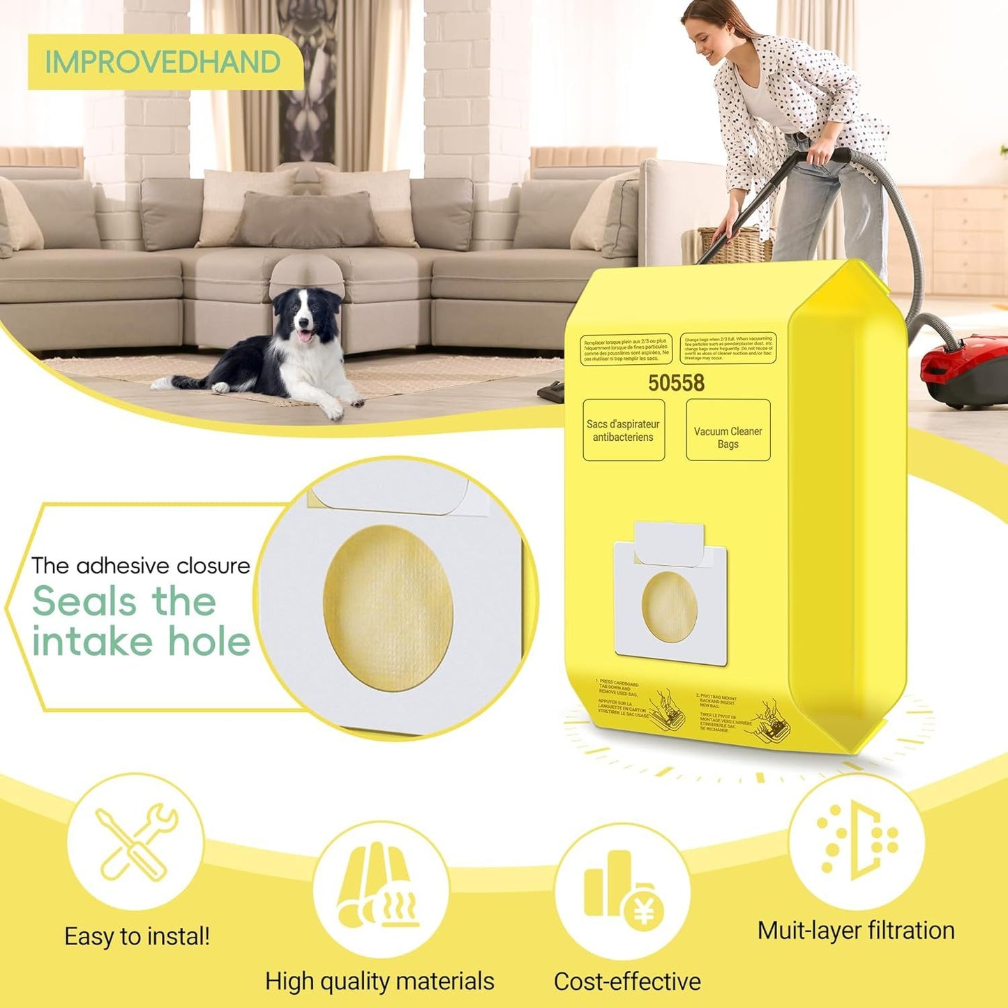 6 Pack Vacuum Cleaner Bags it or Kenmore Canister Type C/Q 5055 50555 50557 50558 and Pana·sonic Type C-5 C-18, 200 Series, 400 Series, 600 Series, 700 Series, 800 Series Vacuum By