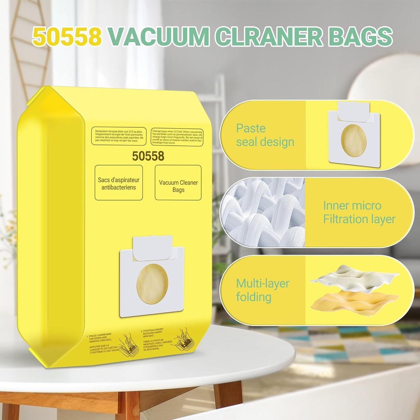 6 Pack Vacuum Cleaner Bags it or Kenmore Canister Type C/Q 5055 50555 50557 50558 and Pana·sonic Type C-5 C-18, 200 Series, 400 Series, 600 Series, 700 Series, 800 Series Vacuum By