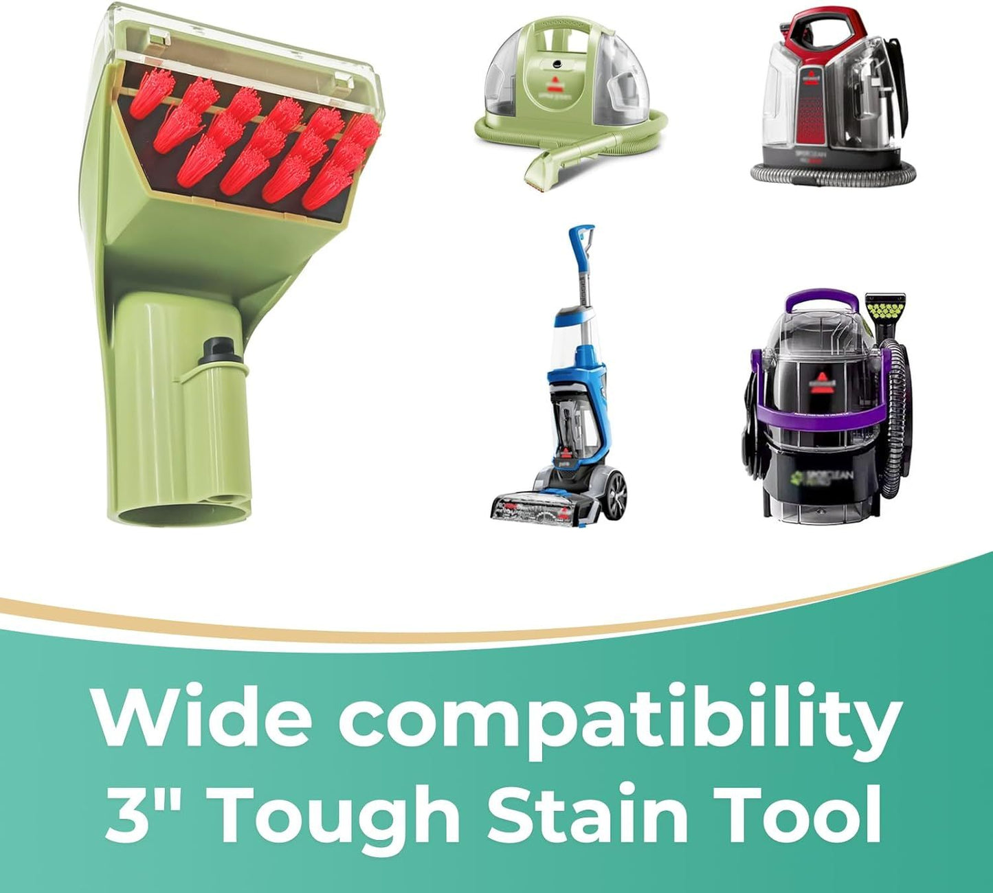Replacement Parts or Bissell Little Green Machine 1400M 3369 2513W 1400B Series - 3" Tough Stain Brush Tool Attachment Nozzle Head Compatible with 4075 2513E Portable Carpet & Upholstery Cleaner