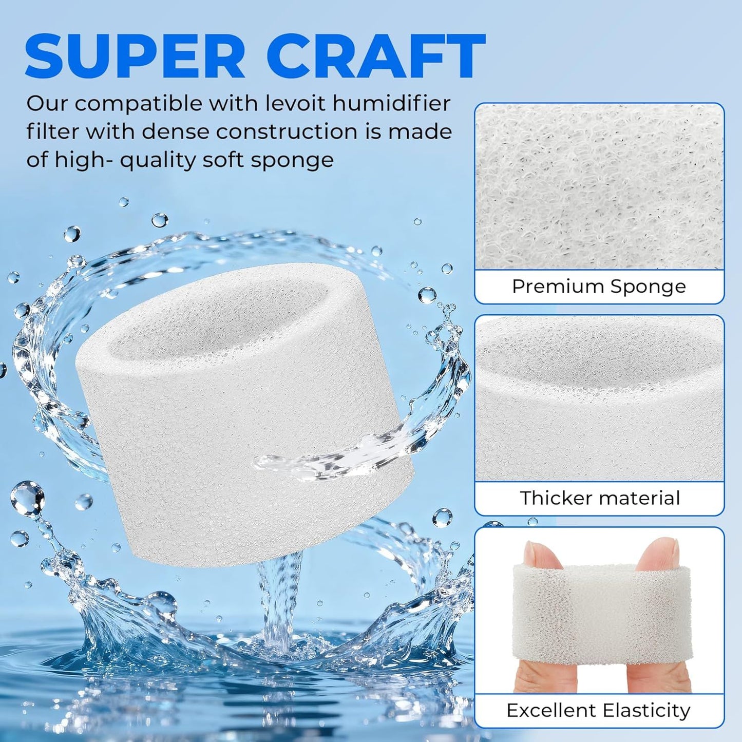 30-Pack Top ill Humidiier Replacement ilters or LEVOIT Classic160, Dual150, Dual200S, Classic300(S), LV600S, OasisMist 450S, Superior6000S Series Humidiiers by