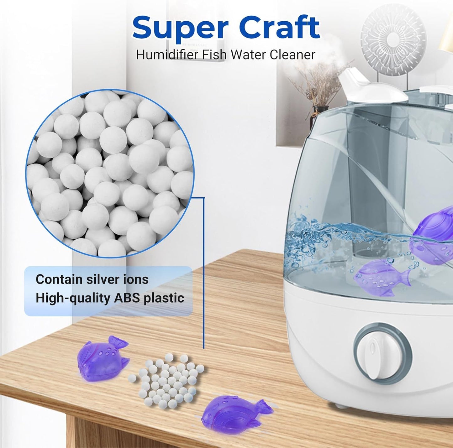 Humidiier Cleaning ish, 12 Pack Humidiier Cleaner or Humidiiers and ish Tanks, Puriies Water, Prevents Hard Water Build-Up, Reduces Scale, Purple
