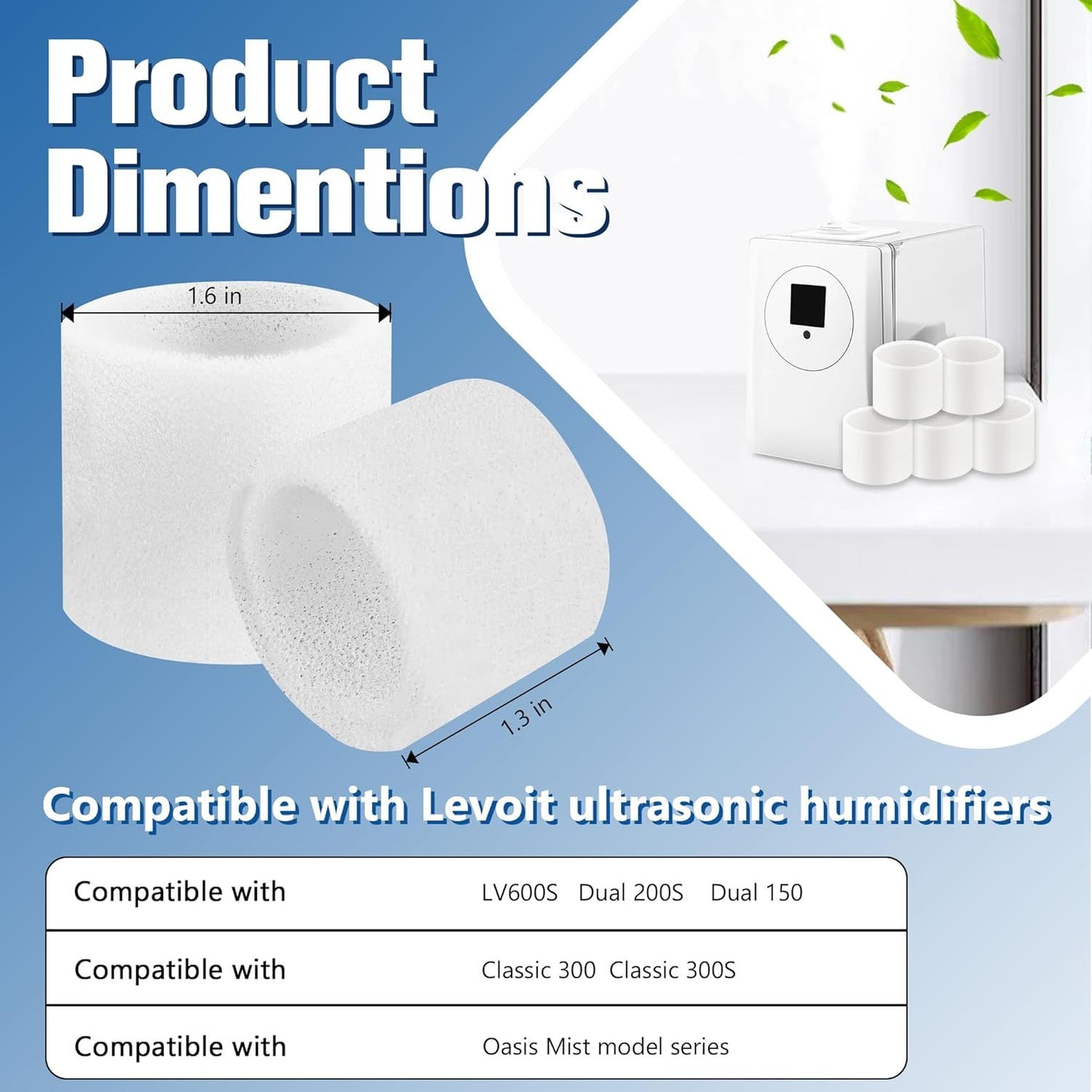 Top ill Humidiier Replacement ilters or LEVOIT Classic160, Dual150, Dual200S, Classic300(S), LV600S, OasisMist 450S, Superior6000S Series Humidiiers to Improve Humidiication, 20-Pack by