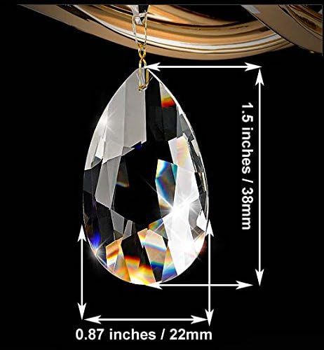 20Pcs Chandelier Crystals, Clear Teardrop Crystal Chandelier Pendants Parts Beads, Hanging Crystals or Chandeliers (38mm, Clear)