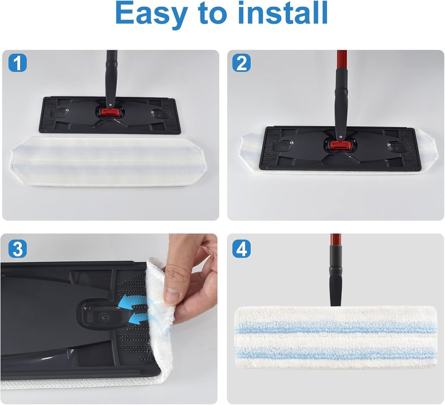 Mop Pads Replacements Compatible with O Cedar H2prO lat Mop System Microiber Mop Replacement Heads or O-Cedar/Vileda H2prO lat loor Mop, Washable & Reusable Pad Reills or Deep Cleaning, 4 Pack