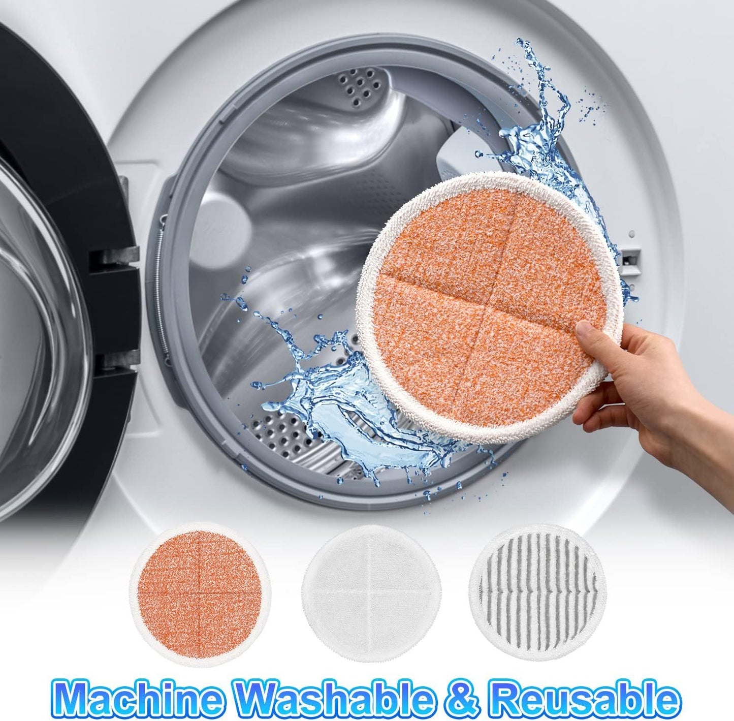 6 Pack Mop Pads Replacement Compatible with Bissell Spinwave Mops 2124 2039 2037 2039A Series Steam Mop Pads or Bissell Spinwave Hard loor Cleaning Kits 2 Sot Pads, 2 Scrubby and 2 Heavy Scrub Pads