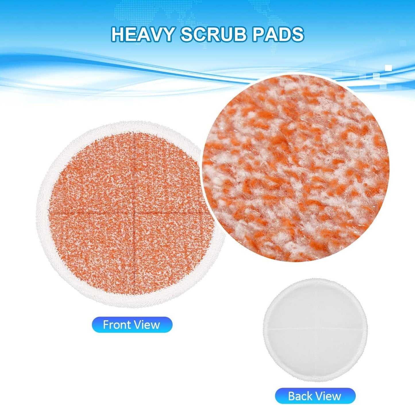 6 Pack Mop Pads Replacement Compatible with Bissell Spinwave Mops 2124 2039 2037 2039A Series Steam Mop Pads or Bissell Spinwave Hard loor Cleaning Kits 2 Sot Pads, 2 Scrubby and 2 Heavy Scrub Pads