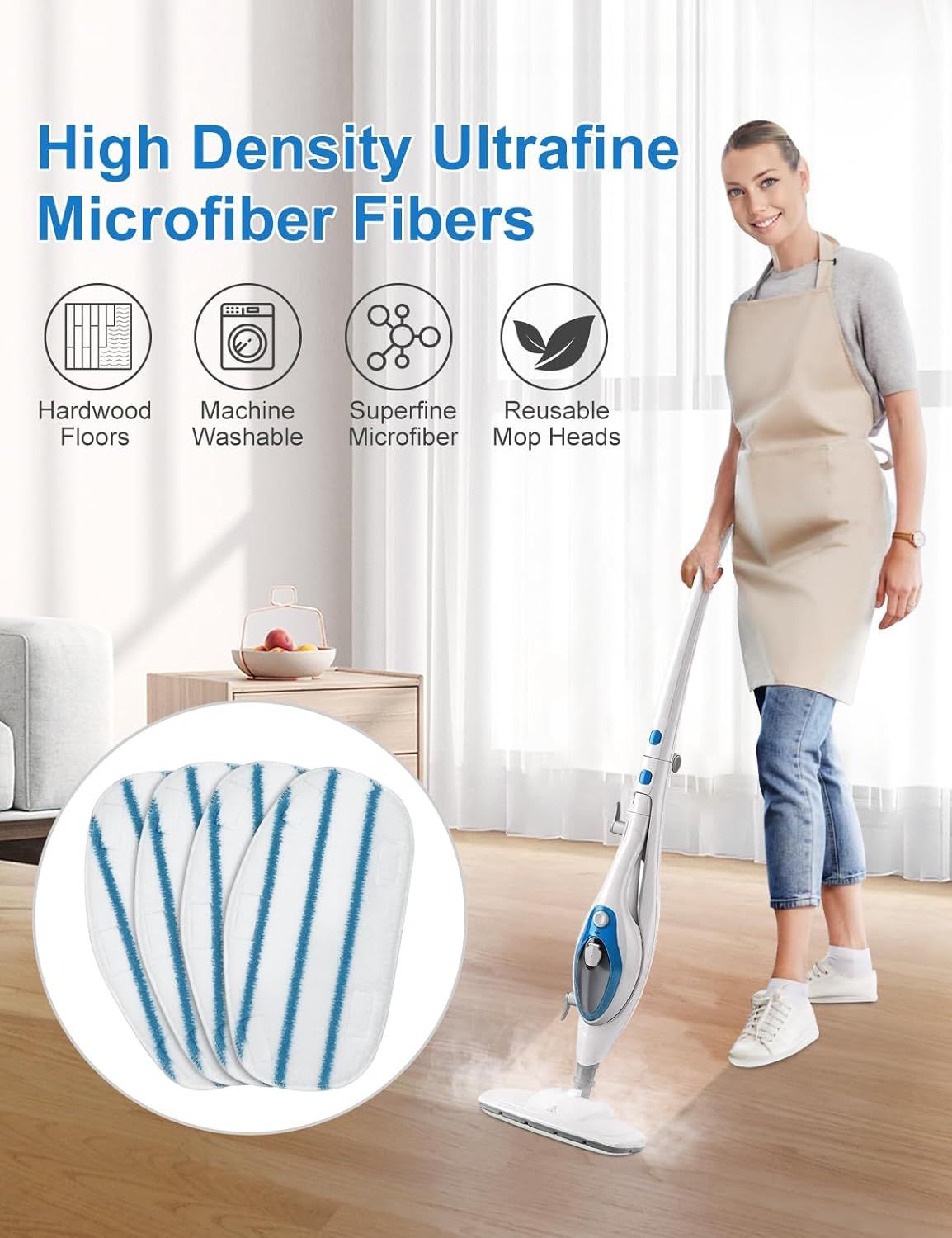 Steam Mop Pads Compatible with PurSteam ThermaPro 10-in-1 and ThermaPro 211 Steam Mop Cleaner Microiber Pur steam Mop Replacement Pads Washable Reusable Steam Mop Pads or Steamer loor Cleaning