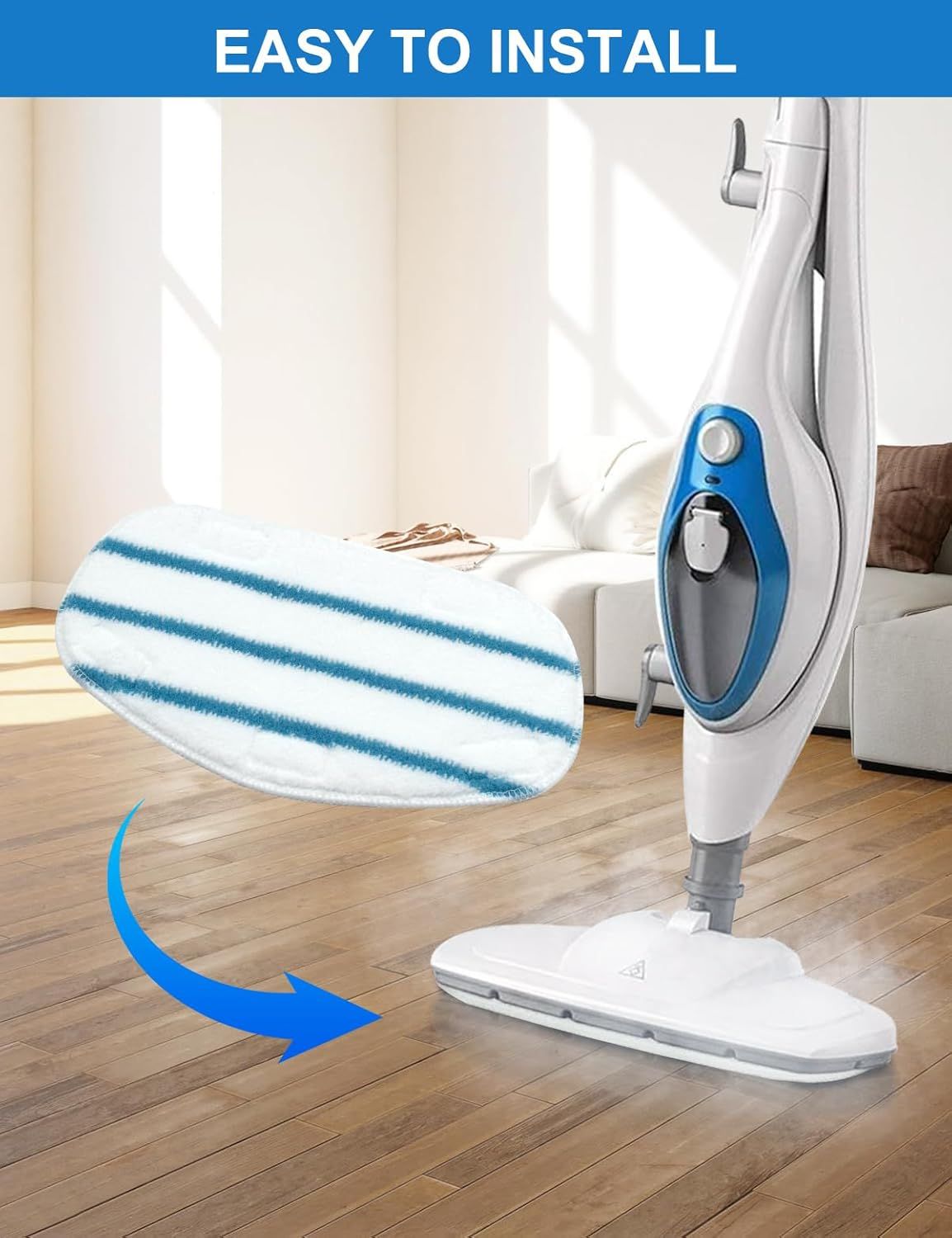 Steam Mop Pads Compatible with PurSteam ThermaPro 10-in-1 and ThermaPro 211 Steam Mop Cleaner Microiber Pur steam Mop Replacement Pads Washable Reusable Steam Mop Pads or Steamer loor Cleaning