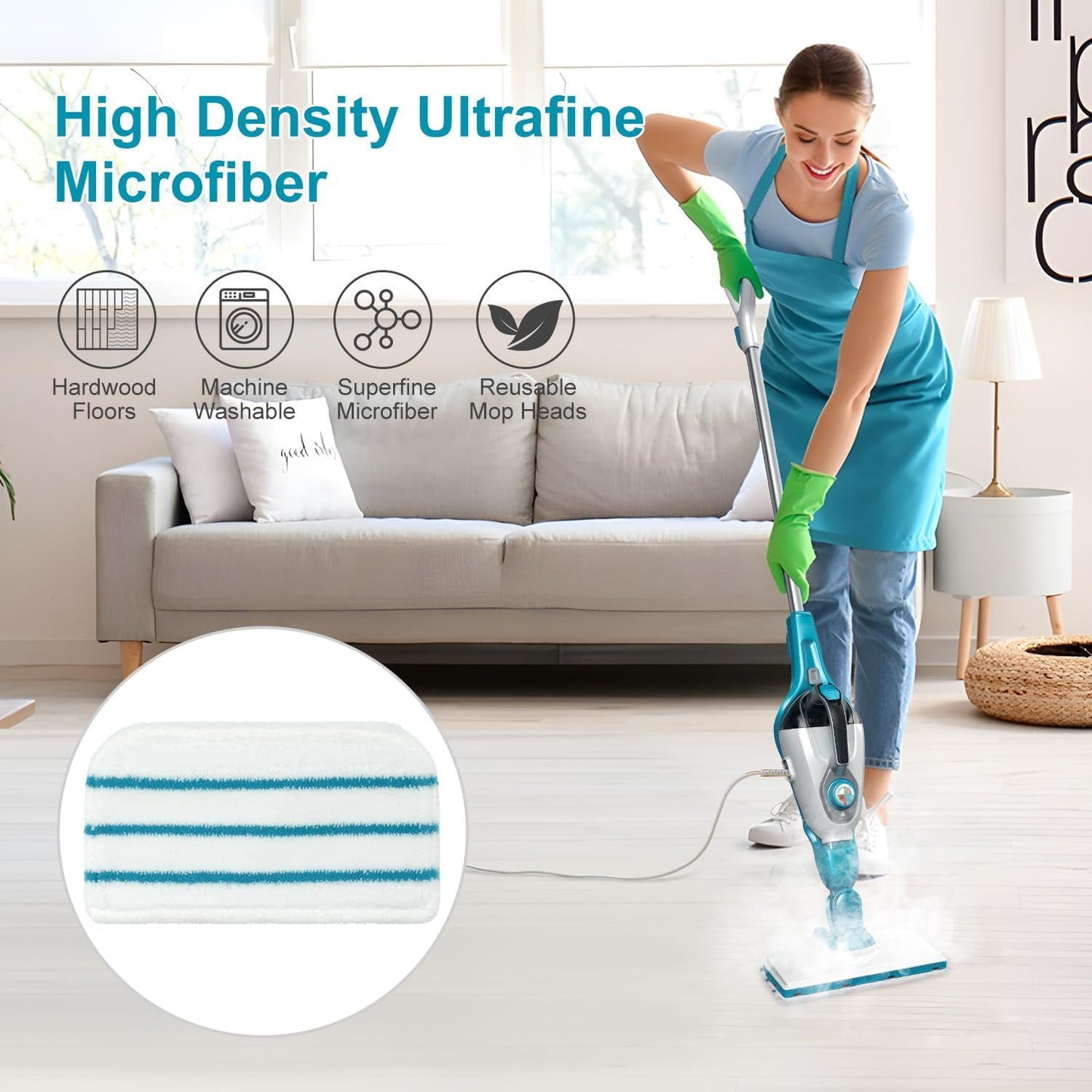 Steam Mop Pads Replacement Compatible with Black Decker Steam Mop SM1600, SM1610, SM1620, HSM13E1, HSMC1300X, HSMC1321, HSMC1361SG Cleaner Black and Decker Steam Mop Replace Pads or loor Cleaning